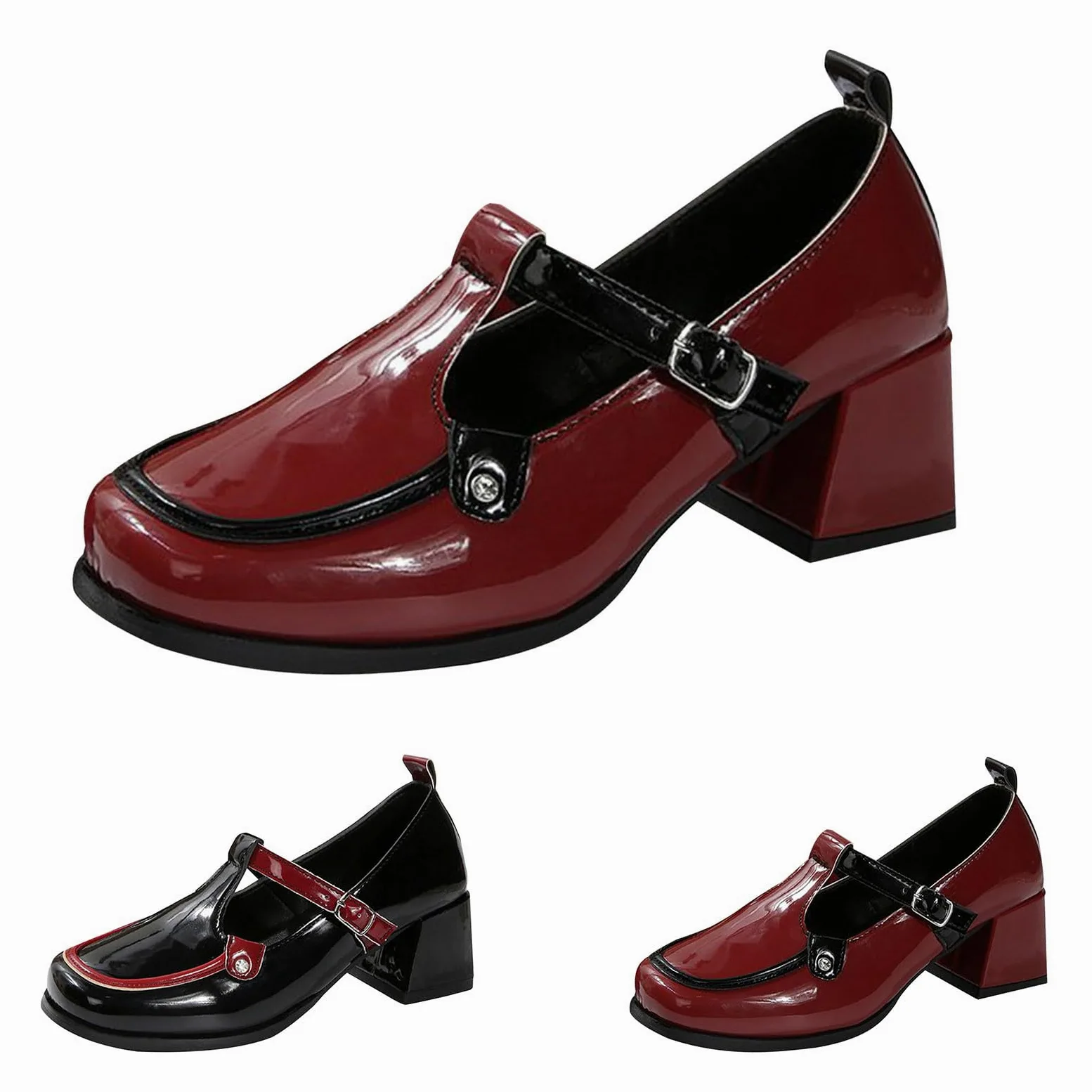 Zapatos De Cuero De Mujer Tacón Mary Jane Zapatos Cómodos Y Elegantes | Zapatos de negocios, tacones bajos gruesos zapatos de tacón ancho de los pies, zapatos ligeros para uso diario y de oficina