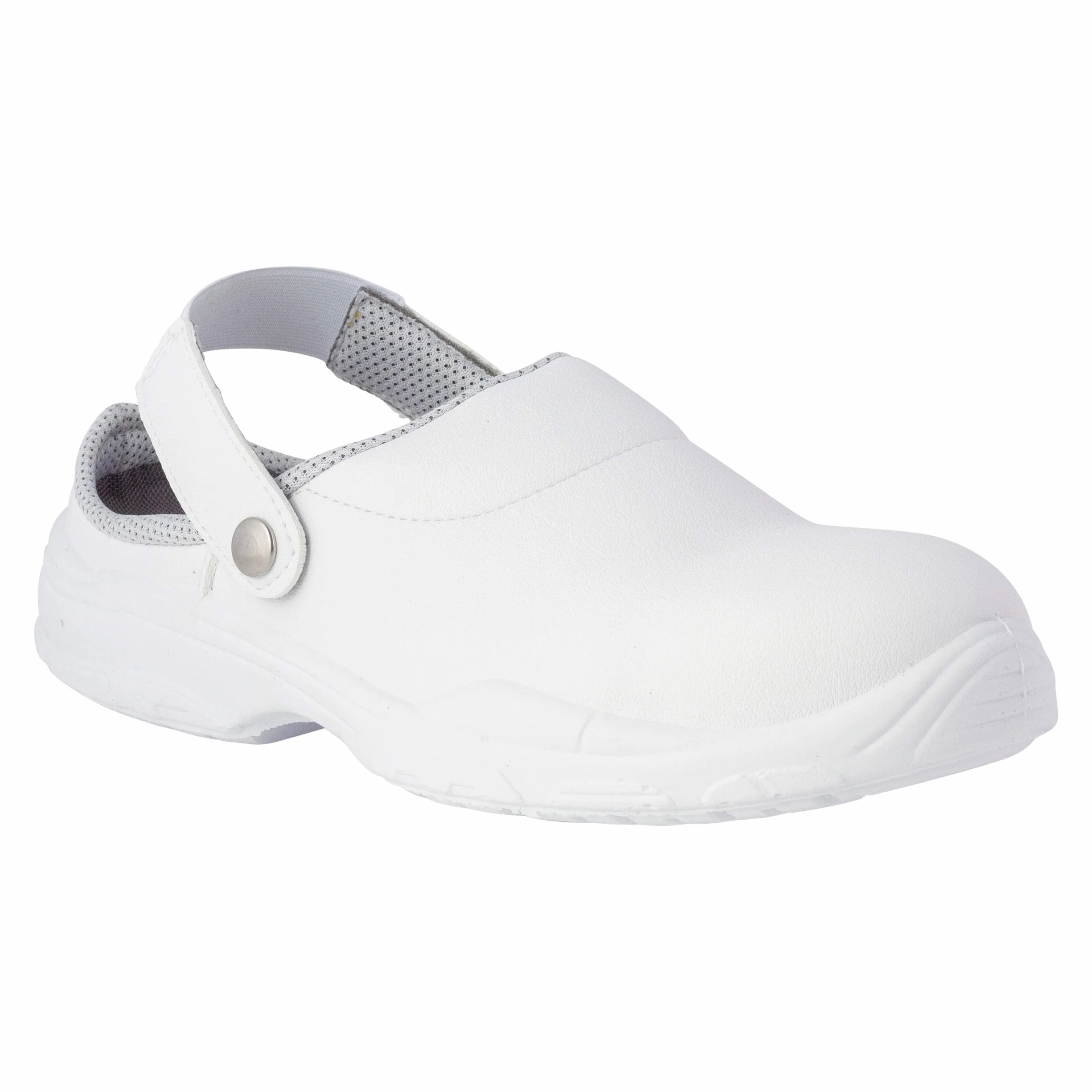 REPOSA Medical - Zuecos Sanitarios Mujer y Hombre en Microfibra con Puntera de Seguridad, Zuecos Enfermera Antishock y Antiestáticos con Correa, Zapatos Sanitarios y de Cocina Cómodos, Antideslizantes