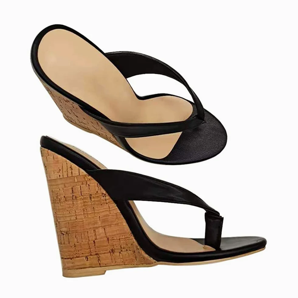 Sandalias de tacón para Mujer, Tacones Altos, Sandalias de cuña con Punta de Verano para Mujer, Sandalias de tacón Alto con Punta Redonda (Color: Negro, tamaño: 5,5) (Negro 7,5)