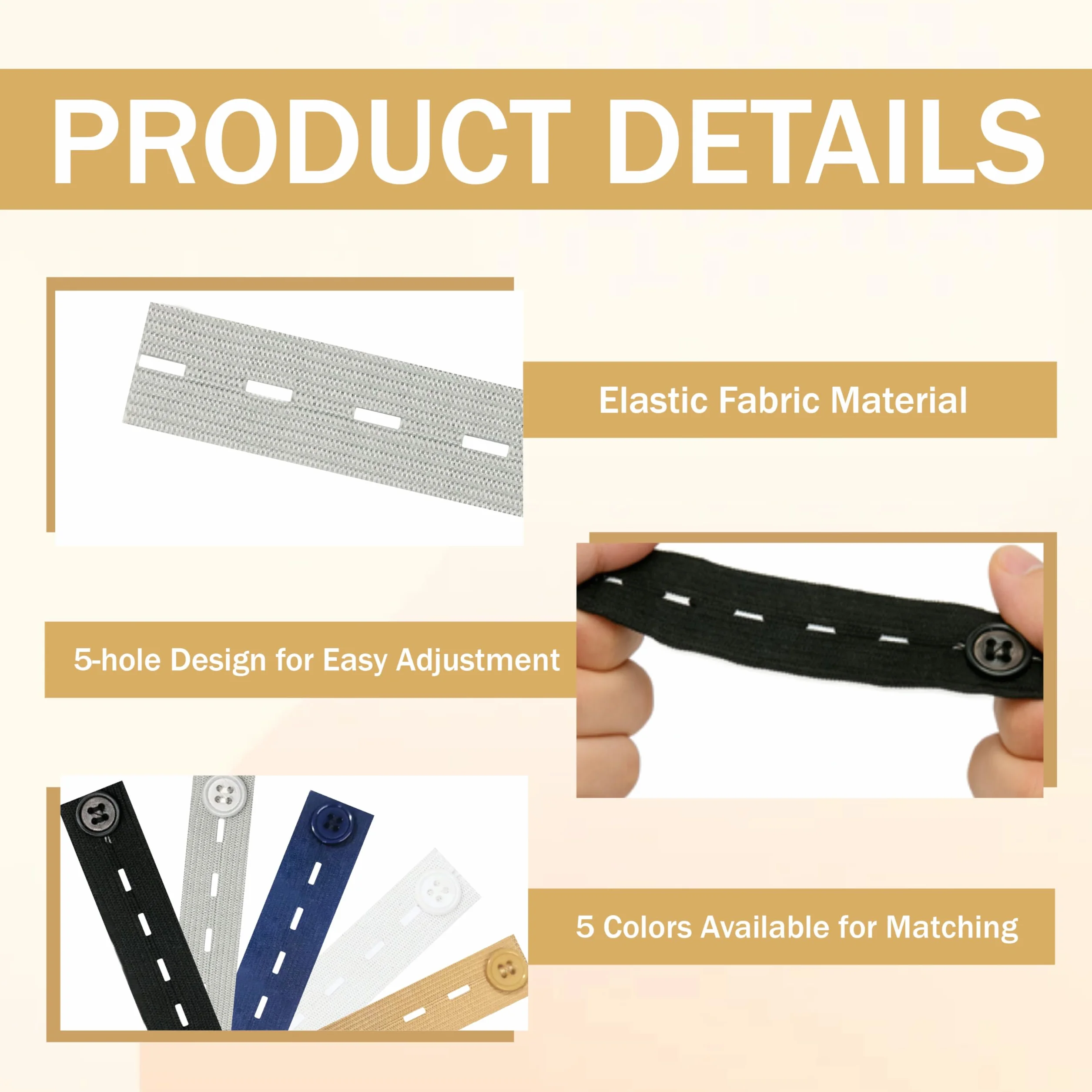 10 extensiones de cintura para pantalones, 9,3 x 2,5 cm para vaqueros, ampliación de cintura con botón, extensión de cintura elástica, extensión de cintura para pantalones para hombre y mujer