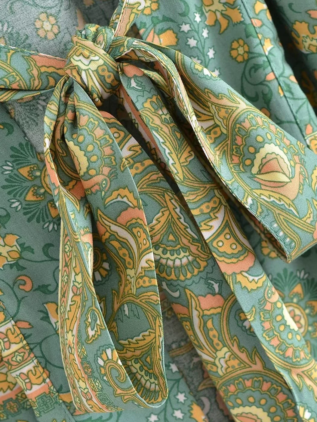 Dninmim Bata estilo kimono de algodón con estampado floral vintage para mujer, de manga larga, para verano, para la playa, estilo bohemio, Como se muestra en la imagen., S