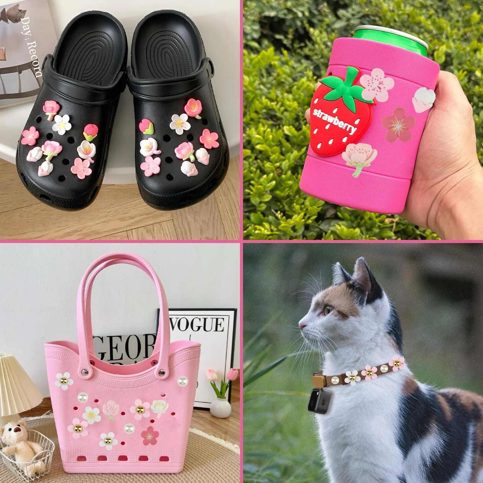 DBALL 30 Piezas Pin Crocs Moda Rosa Flor De Cerezo Pins Para Accesorios Crocs Con Perlas Dulce Lindo Adecuado Para Damas y Niños Sandalias Decorativas