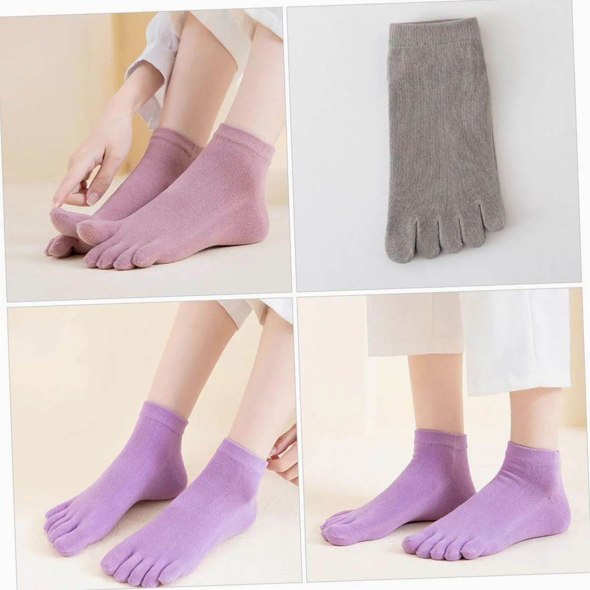 5 Series Calcetines Invisibles Mujer De Calcetines De Dedos Transpirables Suave Y Antideslizante Uso Diario Zapatos Bajos Y Deportivos 4 Pares*5