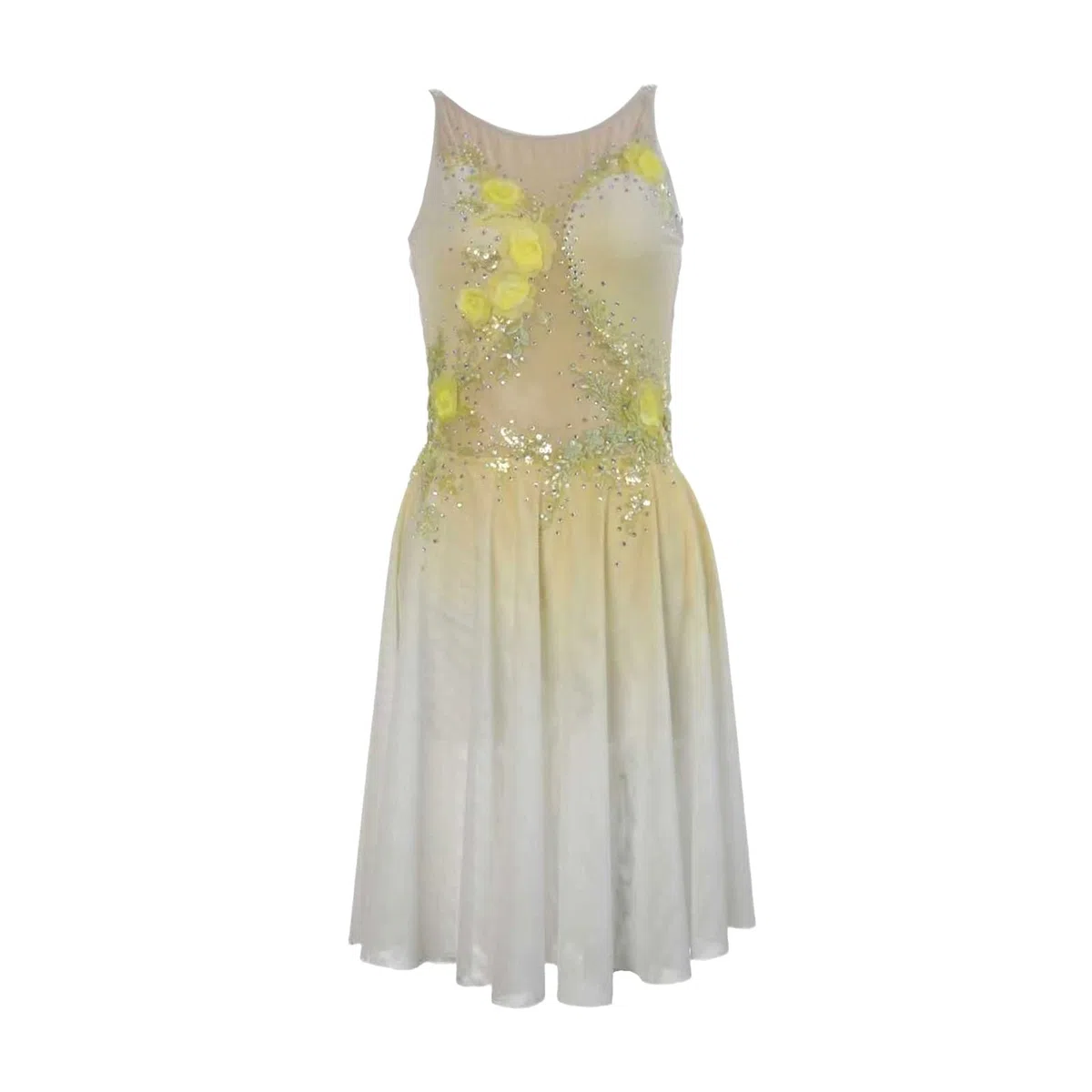 Vestido de danza lírica con flores y pedrería mujer y adolescente