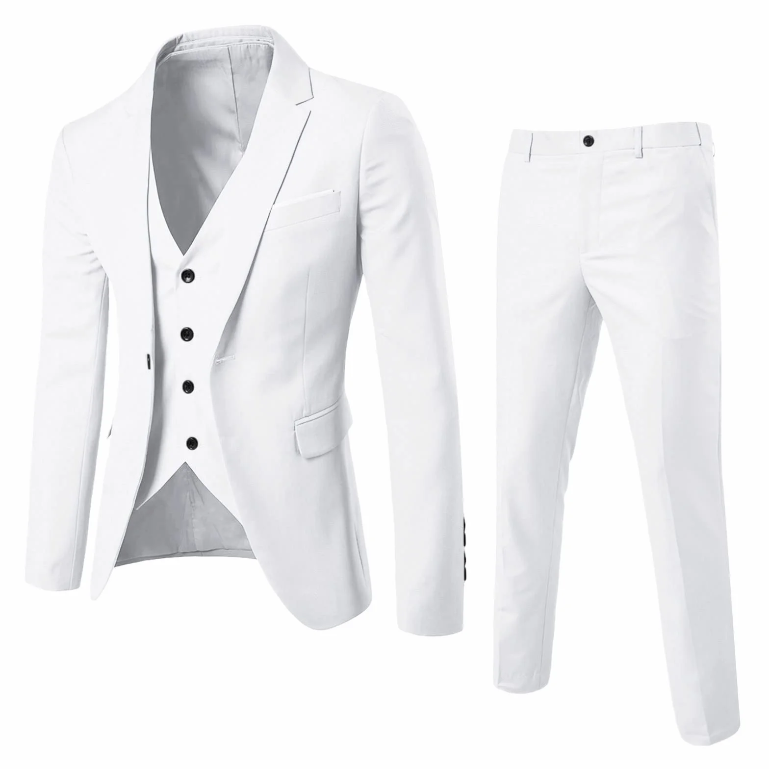 2025 - Traje delgado de 3 piezas para hombre, traje de negocios, boda, fiesta, chaleco y pantalones, abrigo, camisa, vestido