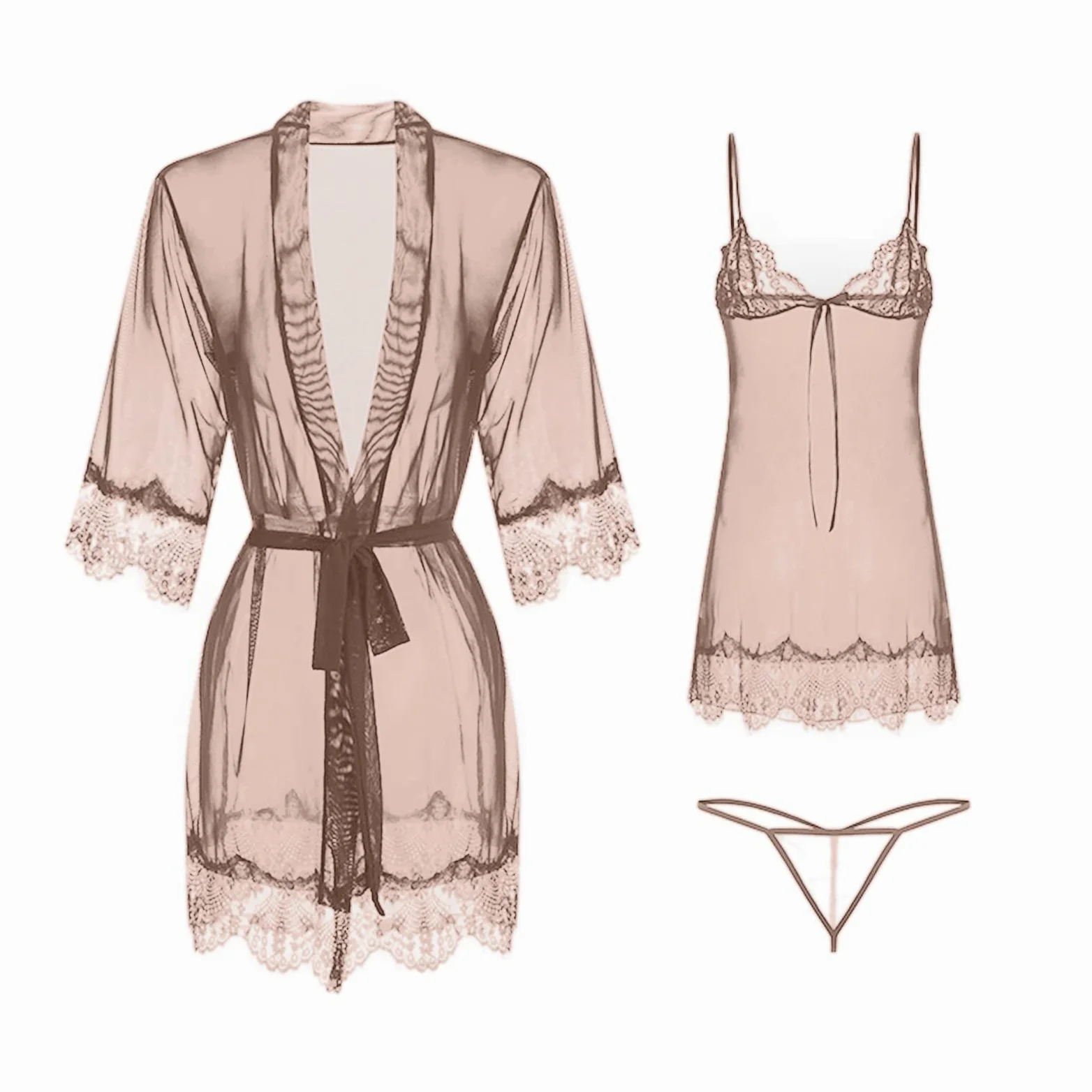 YZCIS Lencería Babydoll Ropa de Dormir Chemise Ropa de Dormir Lencería con Pecho Camisón de Novia Bata de Kimono Camisón de satén Pijamas Suaves y cómodos