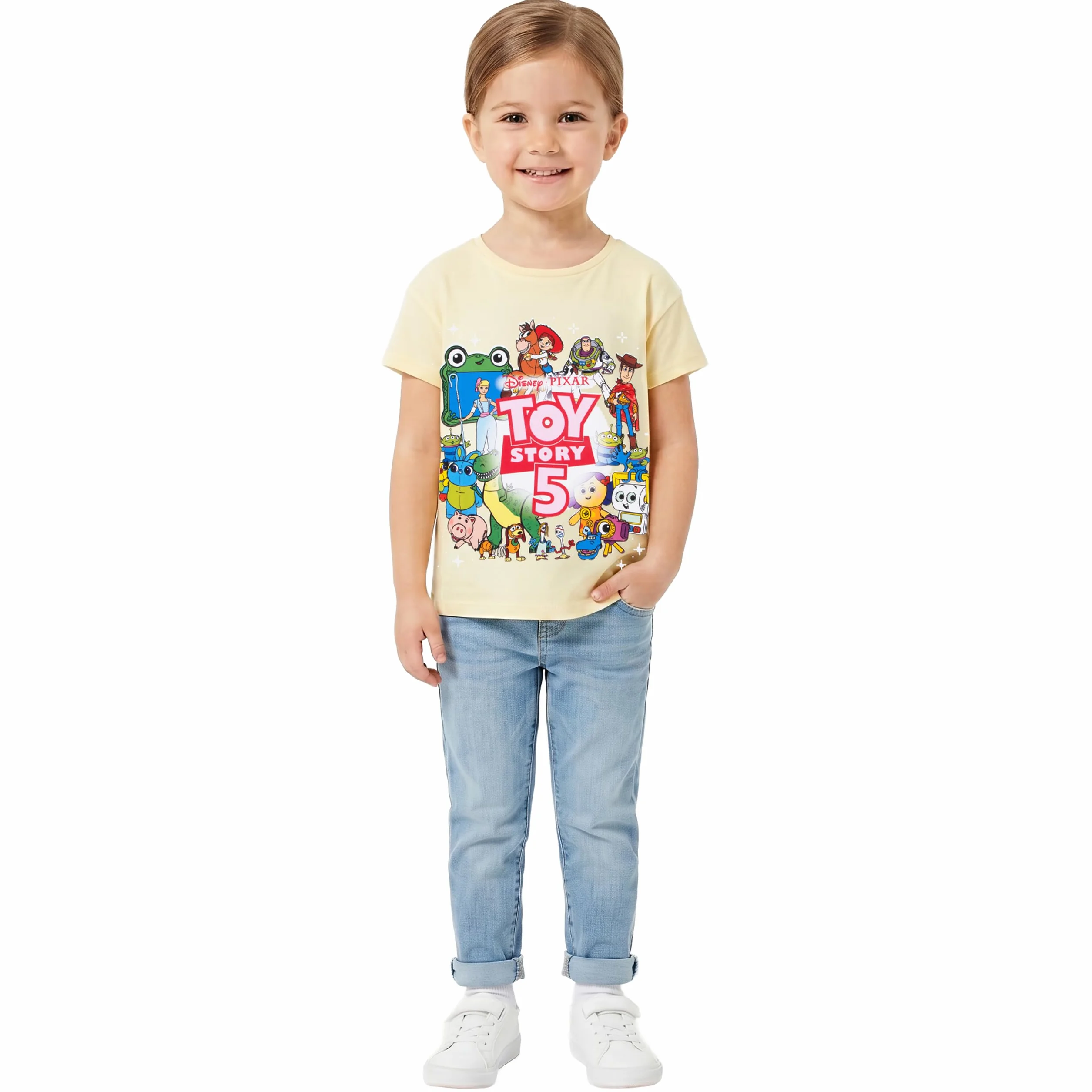 Disney Toy Story Camiseta Niña, Jessie, Woody, Buzz Lightyear y Bullseye Top Niña, Manga Corta Ropa Niños