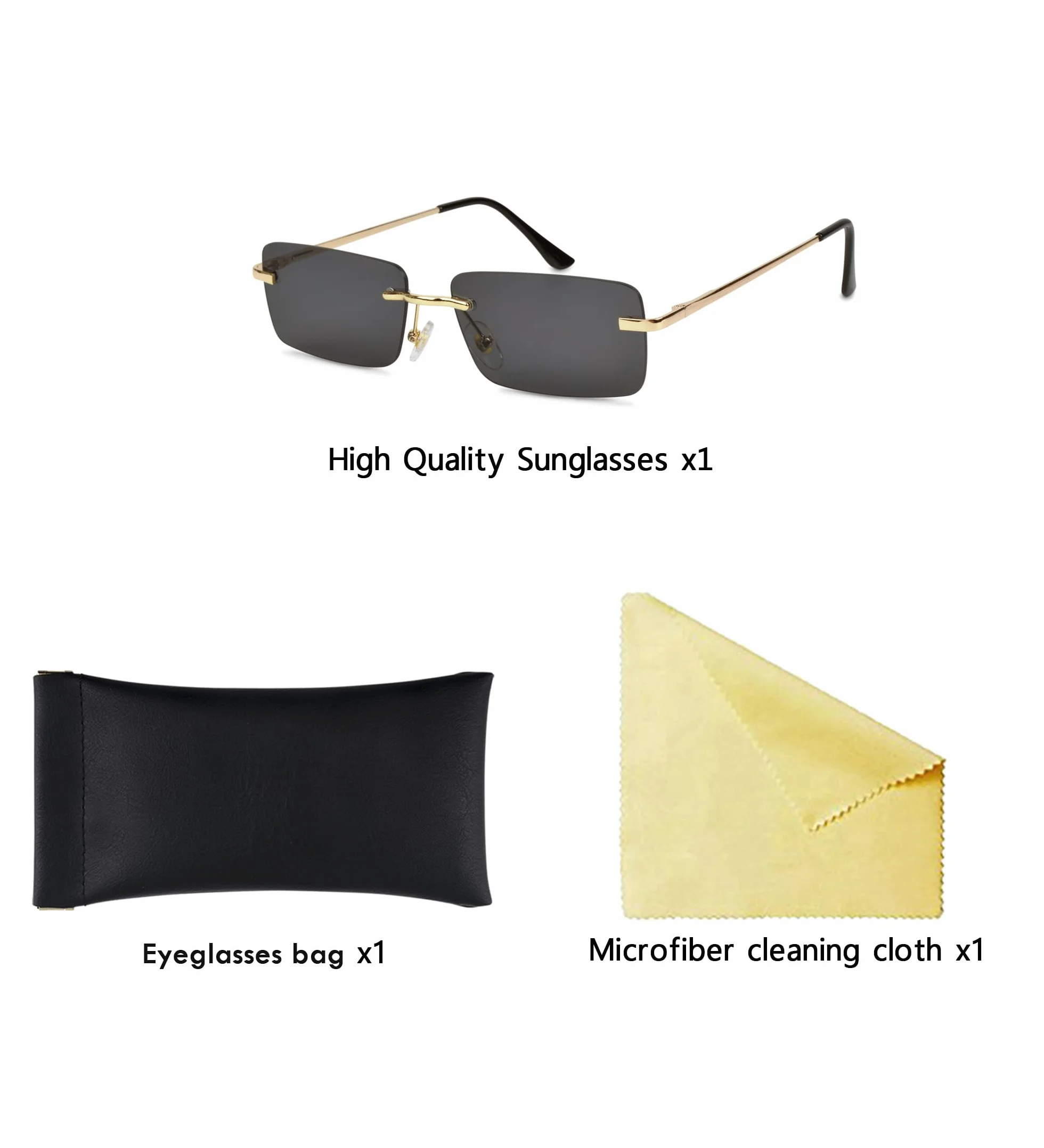 Gafas de Sol Sin Montura Rectangulares Vintage UV400 para Mujer Hombre