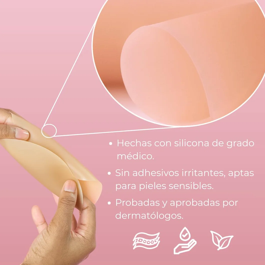 Pezoneras Invisibles Sin Adhesivo Triangulares Escotes Pronunciados Resistentes al Sudor Extrafinas Cómodas Agarre Térmico Estuche Viaje Tallas SM ML