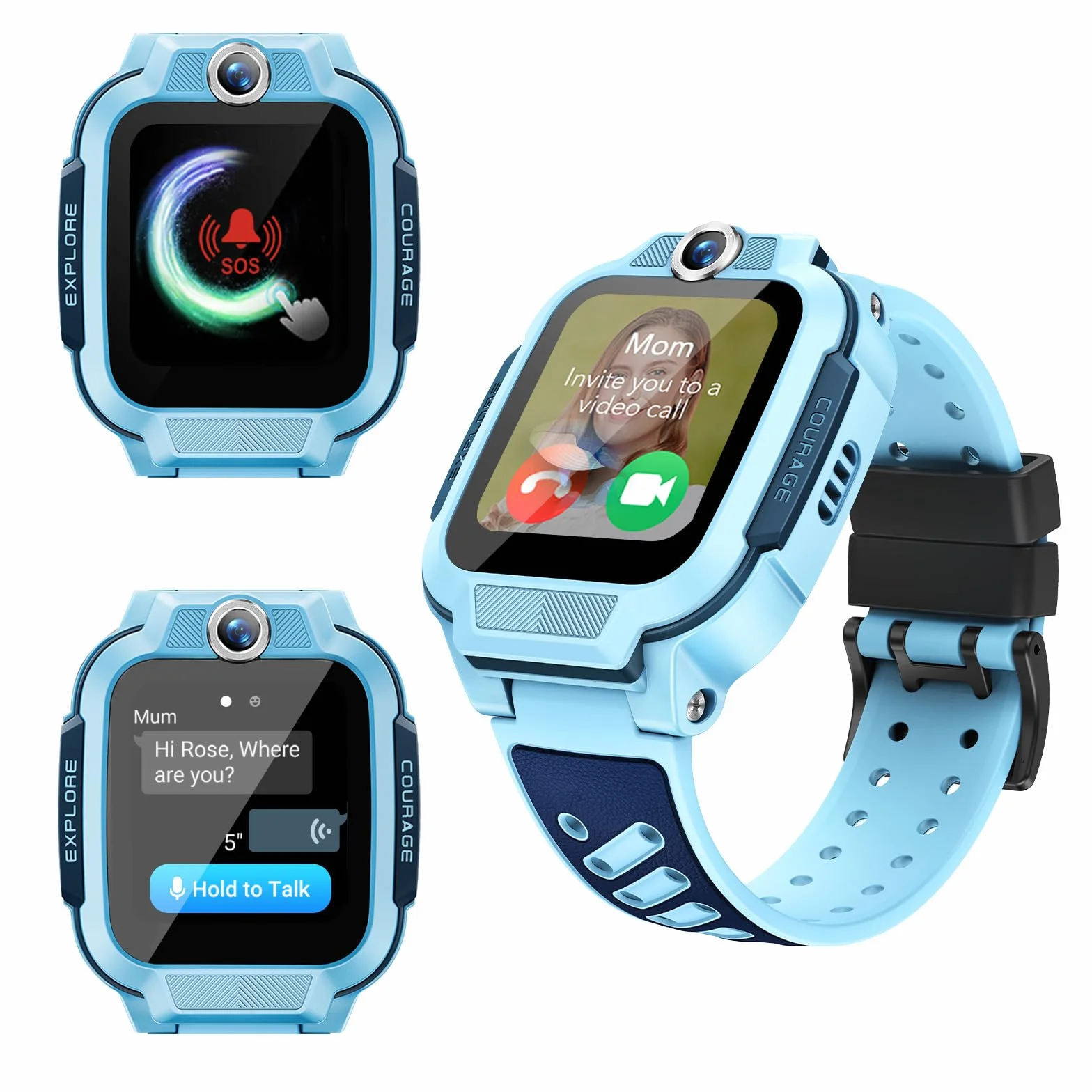 imoo Z3 Reloj Inteligente Niño con GPS Localizador y Llamadas, Smartwatch para Niños 4G con Llamadas de Video, SMS, Podómetro, Modo Escuela, Resistente al Agua IP68, Regalo para Niños y Niñas (Azul)