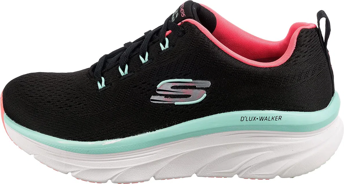 Skechers D'LUX WALKER FRESH FINESSE, Zapatillas para Mujer, Black Mesh/Mint Trim, 41 EU