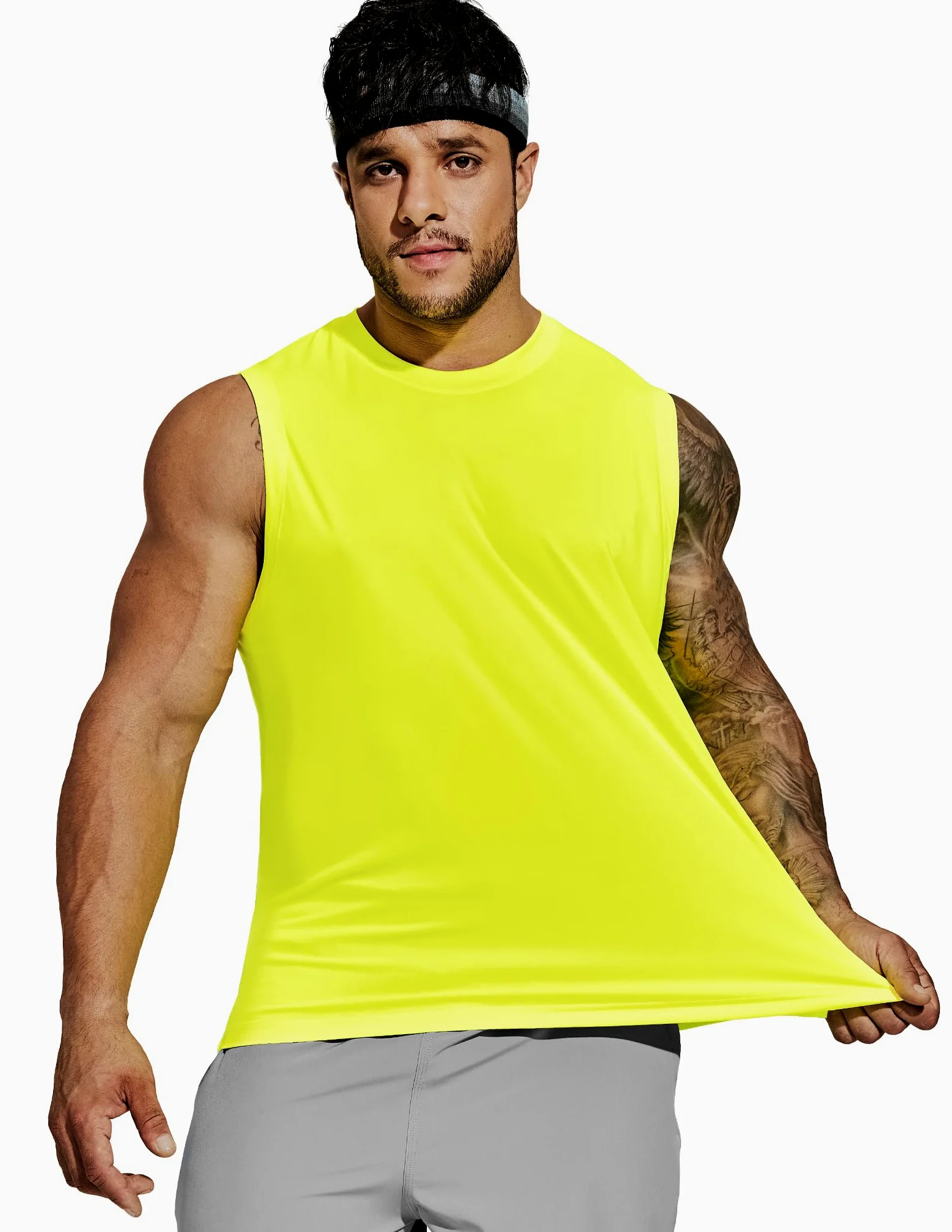 MIER Camiseta sin mangas para hombre, de secado rápido, sin mangas, UPF 50+, para atletismo, gimnasio, correr, natación, playa, entrenamiento