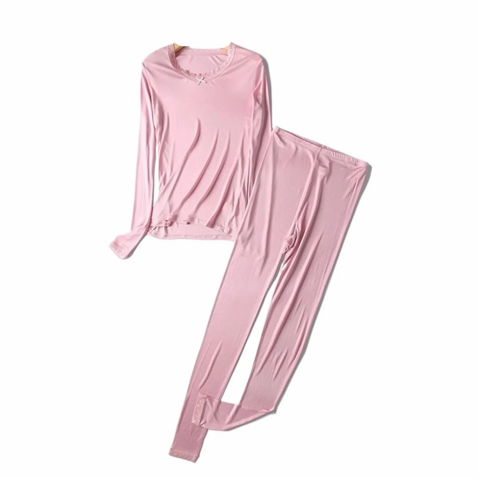 Conjuntos de Ropa Interior térmica Seda con Cordones for Mujer, Conjunto lencería, Invierno for, Traje Largo Johns para Esquí,Moto