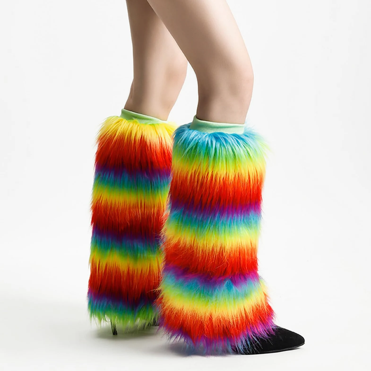 10 pares de puños de piel artificial para botas, tobilleras, calentadores de piernas para mujer, calcetines térmicos de invierno