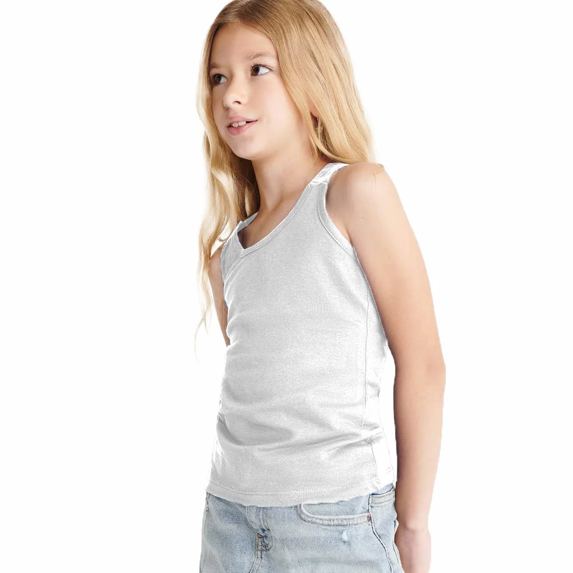Camiseta Tirantes para niñas Deportistas - Camiseta Interior elástica Entallada Espalda Estilo nadadora, cómoda, Lisa y Suave