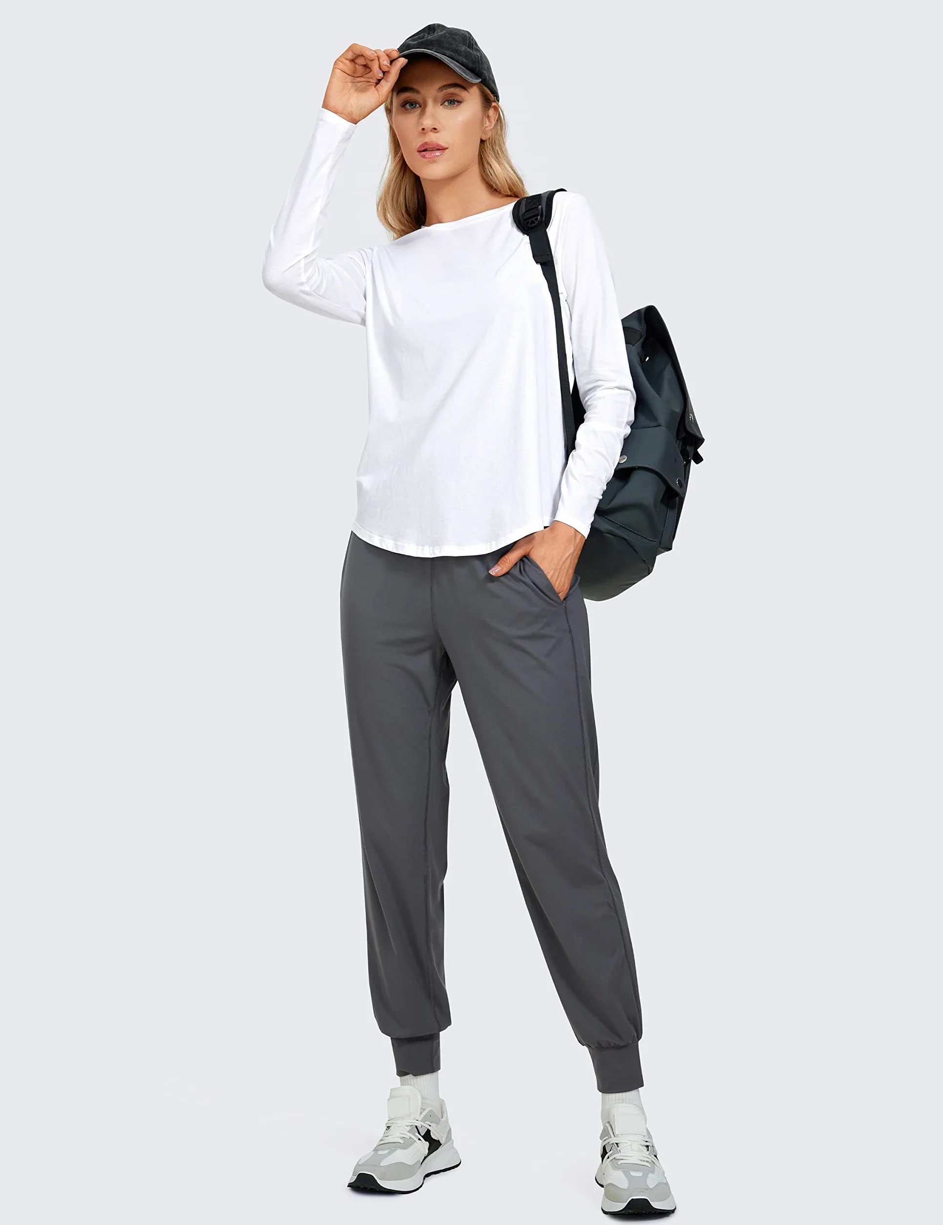 CRZ YOGA Pima Cotton Workout Camisas de Manga Larga para Mujer Athletic Crewneck Yoga Casual Tops Camiseta Lisa