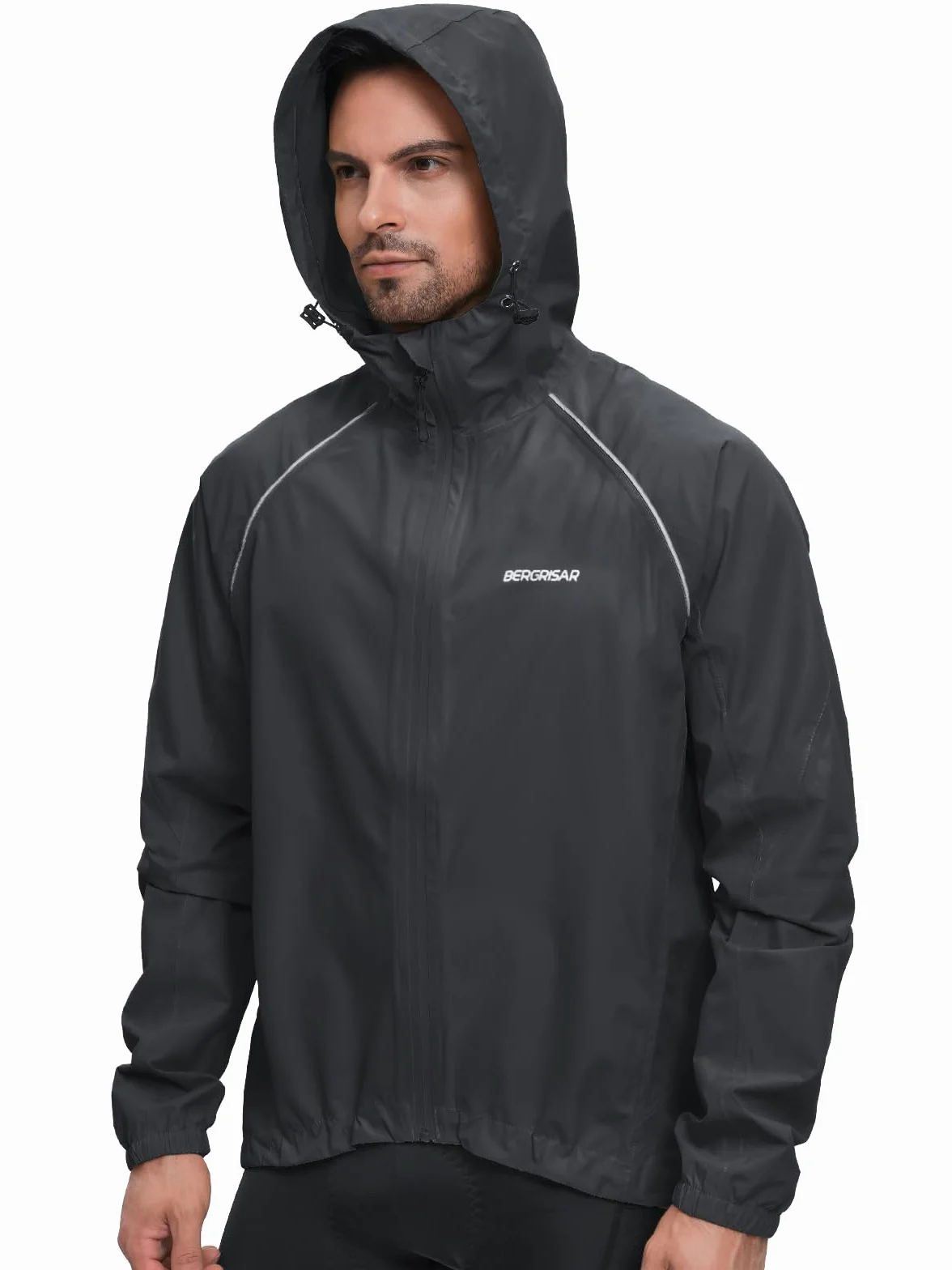 BERGRISAR Chaqueta de Ciclismo Impermeable Transpirable Ligera Hombre Capucha
