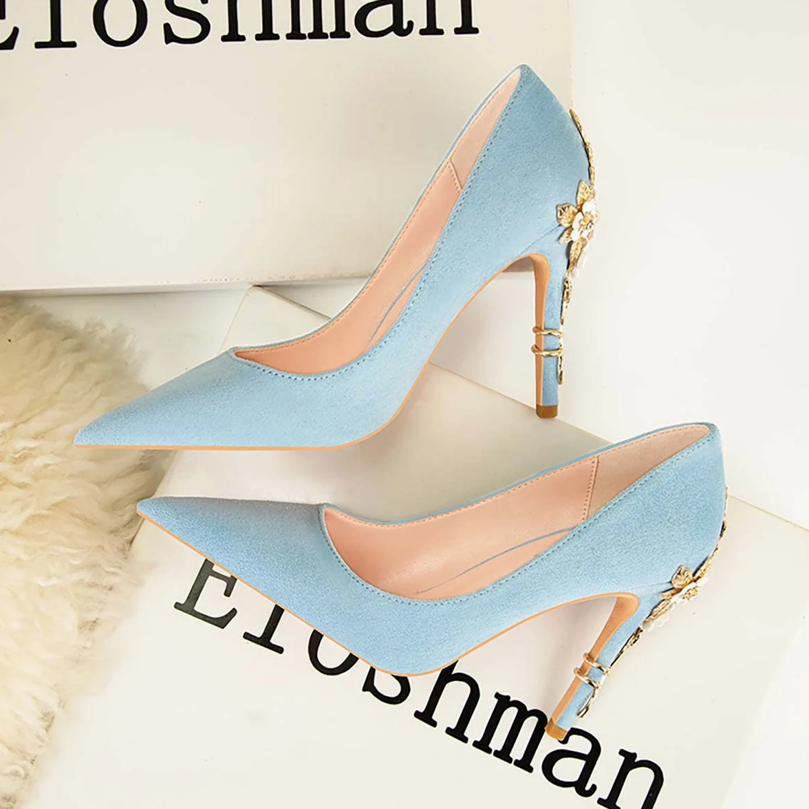 JOEupin Zapatos de tacón alto para mujer, zapatos de tacón alto, puntiagudos, con punta cerrada, zapatos de vestir clásicos