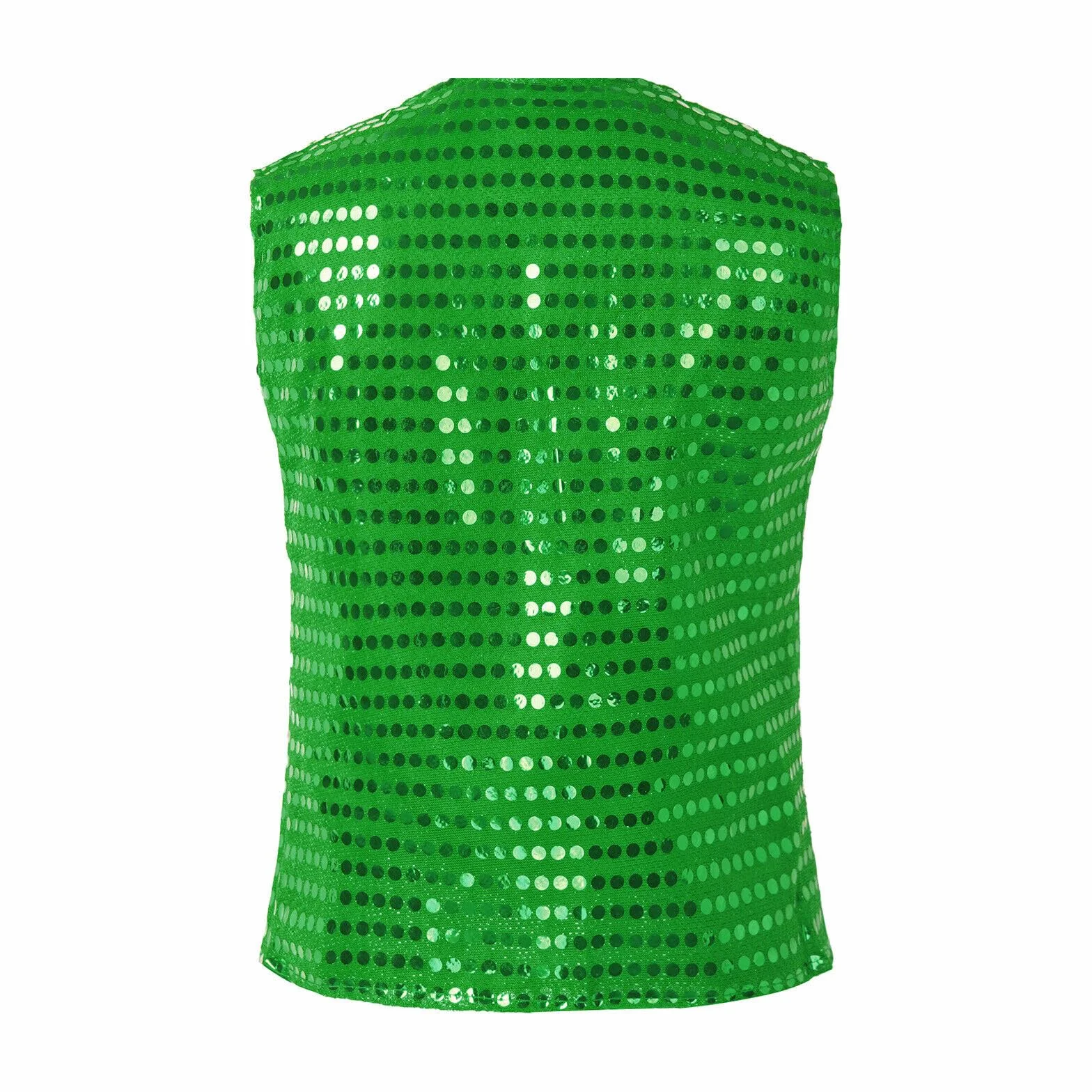 Chaleco Lentejuelas Niño Unisex sin Manga Top de Baile Esmoquin Traje Danza Jazz Hip Hop Chaqueta