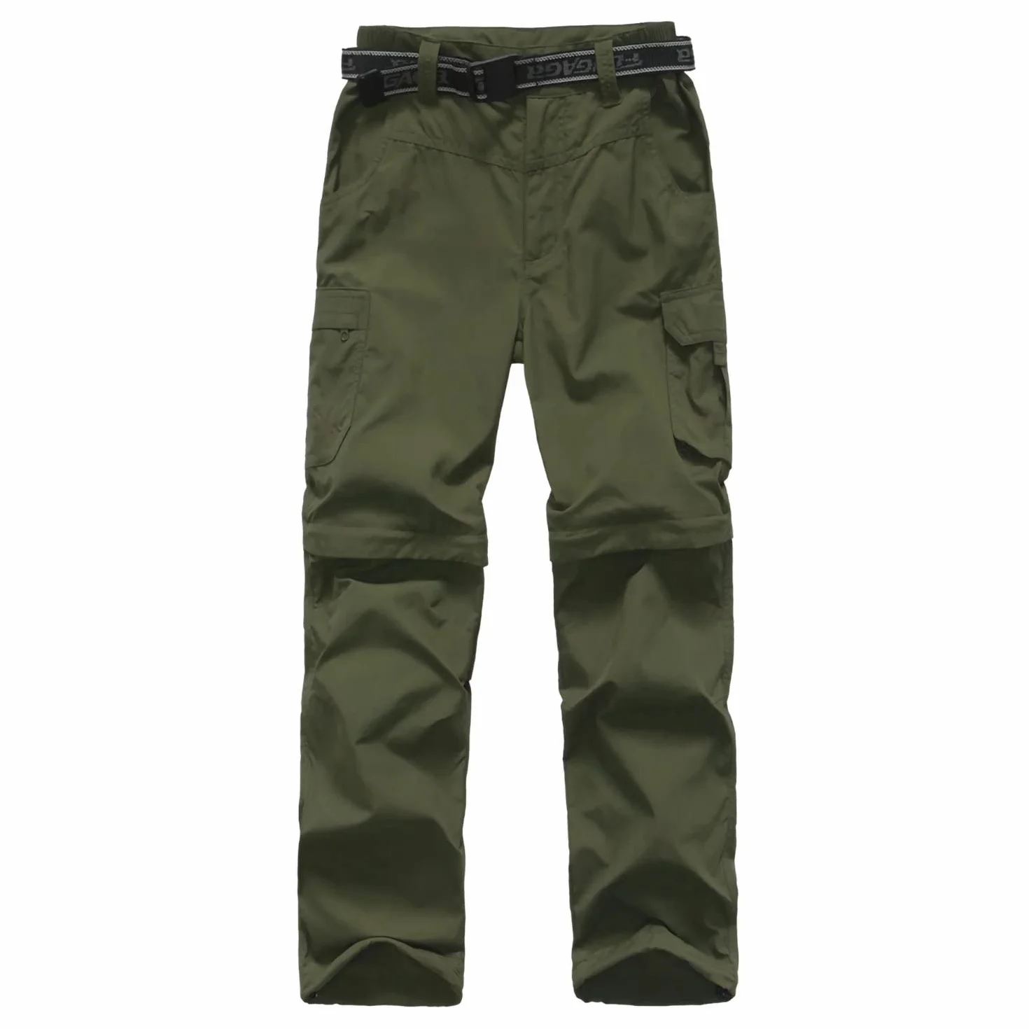 FLYGAGA Pantalones al Aire Libre para niños Senderismo con Cremallera Pantalones Cortos de Pierna Desmontables Trekking Unisex Chicas jóvenes de Verano con cinturón Transpirable de Secado rápido