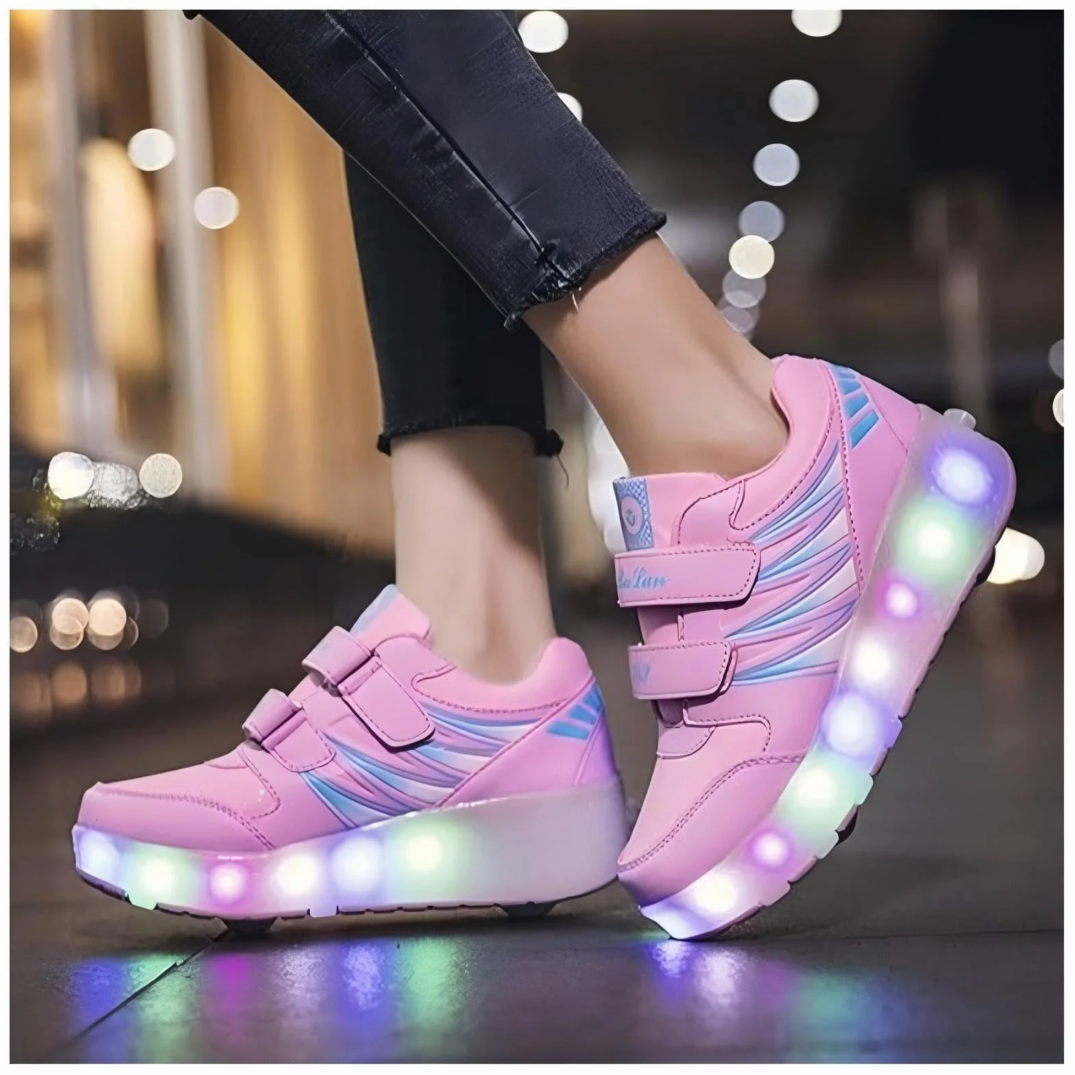 Zapatos con ruedas LED Recargable USB Doble Rueda Exterior para Niños