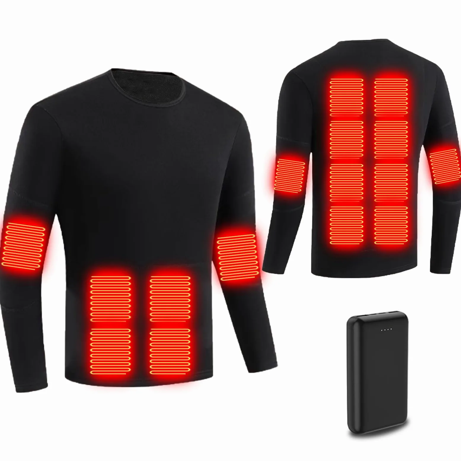 Camiseta Calefactable Hombre Mujer, Ropa Interior Térmica Calefactable, Termico Lavable Jersey Eléctrica para Camping Senderismo Esquí Pesca Moto al Aire Libre