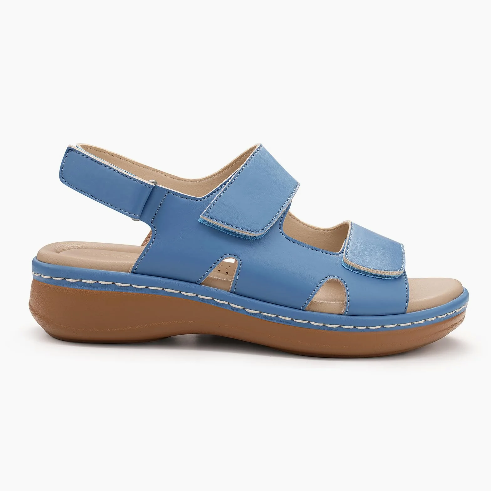 PIZZ ANNU Clara Sandalias Ortopedicas Mujer Verano Comodas Zapatos con Cuña Ligera y Velcro Ajustable Suela Antideslizante para Uso Diario