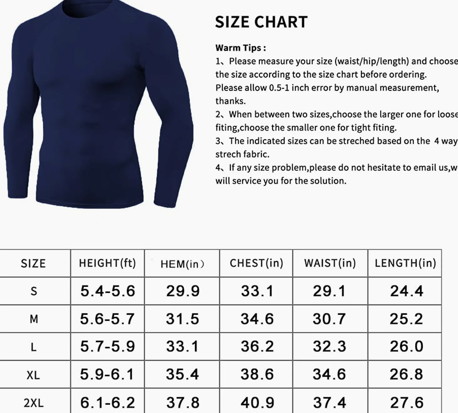 Camisas de compresión de manga larga para hombre, ropa interior deportiva fresca y seca, camiseta de entrenamiento atlético, capa base, para correr, paquete de 1/2 unidades