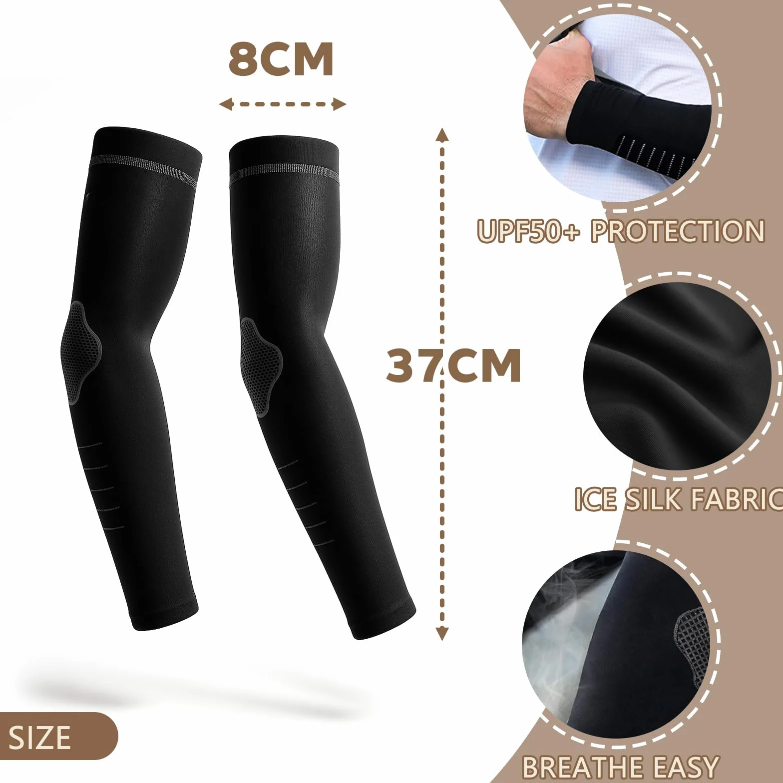 Mangas de protección solar UV UPF 50 Brazos de compresión para hombre y mujer Golf
