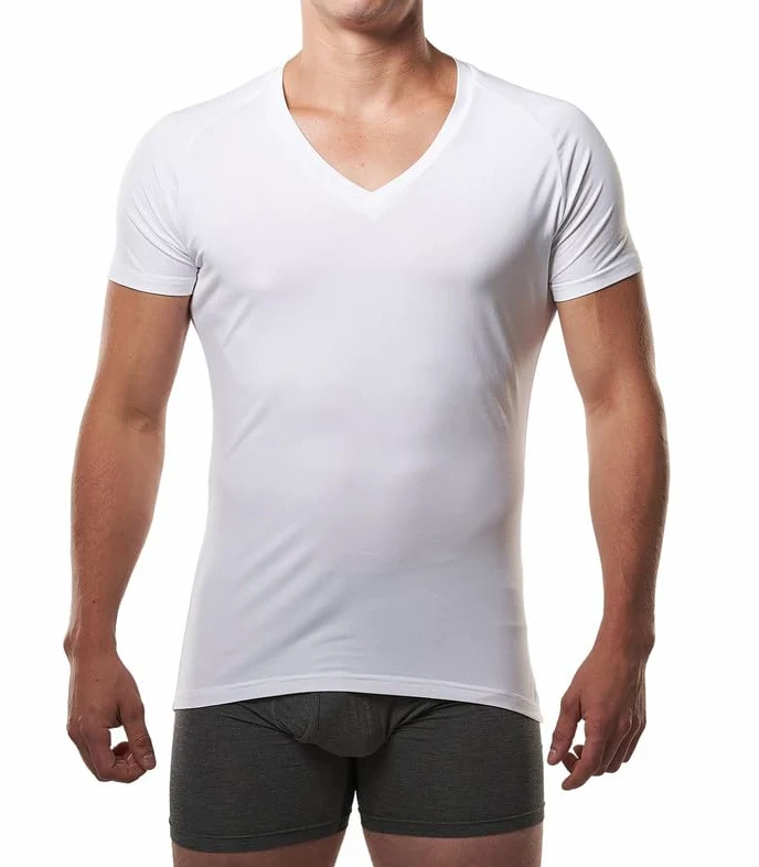 Mr. Davis - Camiseta interior de viscosa de bambú con cuello en V para hombre, 3 unidades