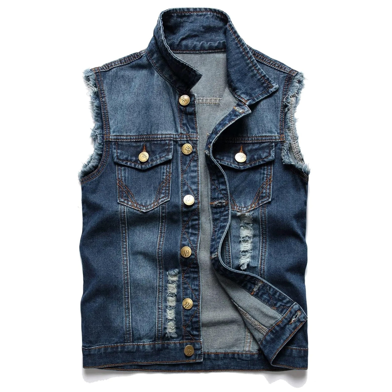 Generisch Camiseta sin mangas para hombre de verano, chaleco vaquero vaquero con botones, chaleco de vaquero vintage, sin mangas, chaqueta ajustada, ropa de calle, unisex, chaleco de trabajo, vaquero
