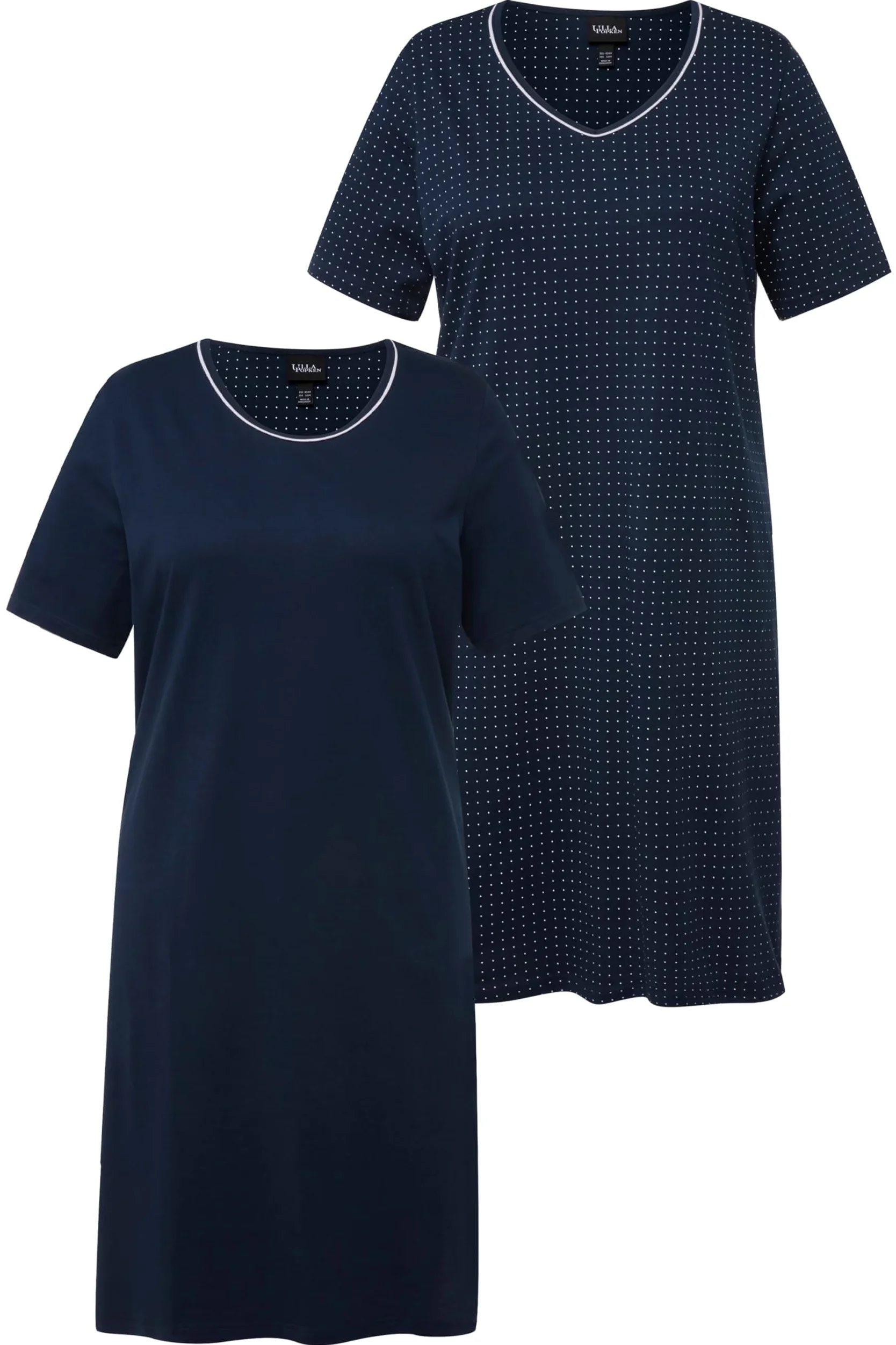 Ulla Popken 2 Piezas, Camisetas Grandes, Simples Y Puntos Camisón Mujer