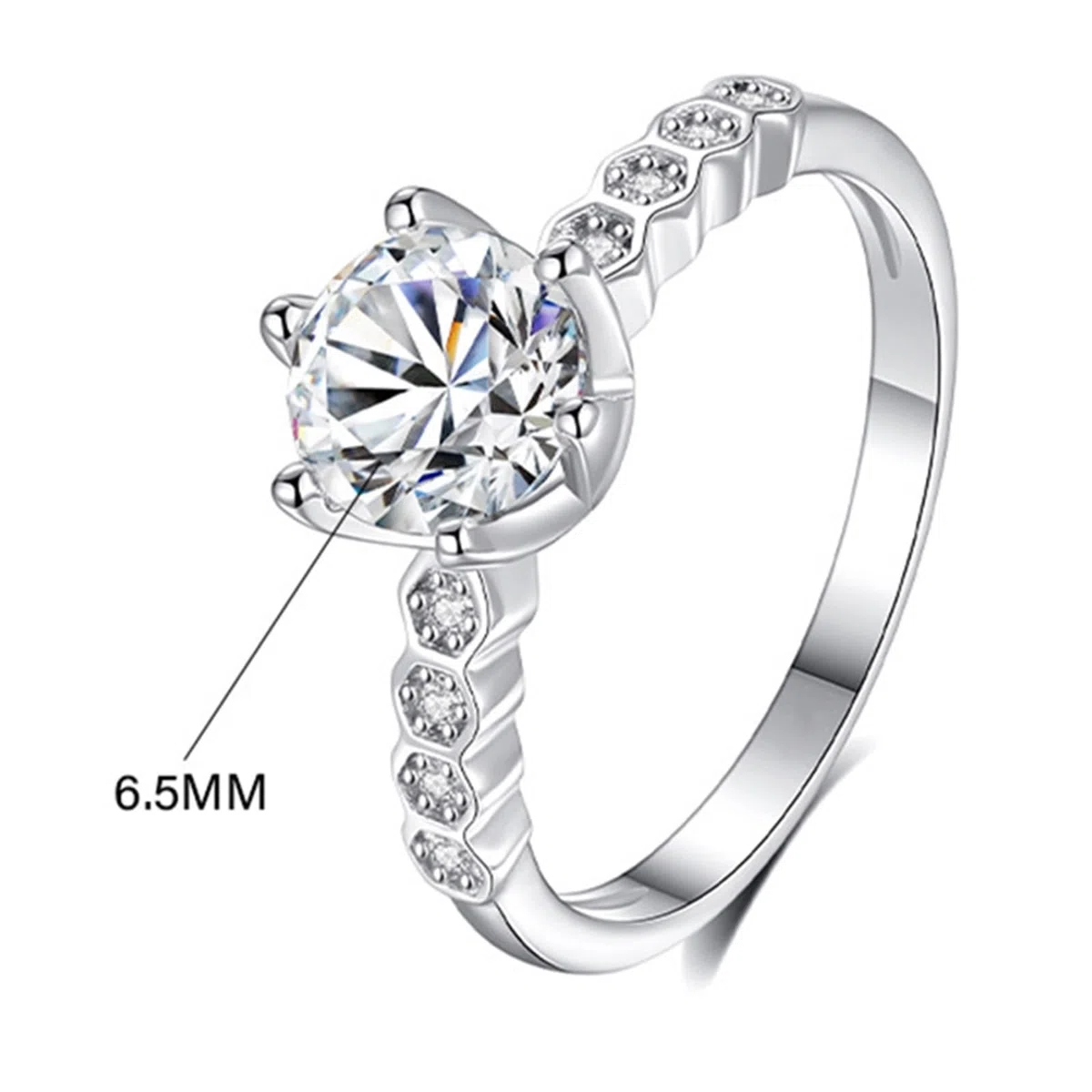 Anillo de compromiso para mujer, oro blanco, elegante, con moissanite de 1 ct, oro auténtico, solitario