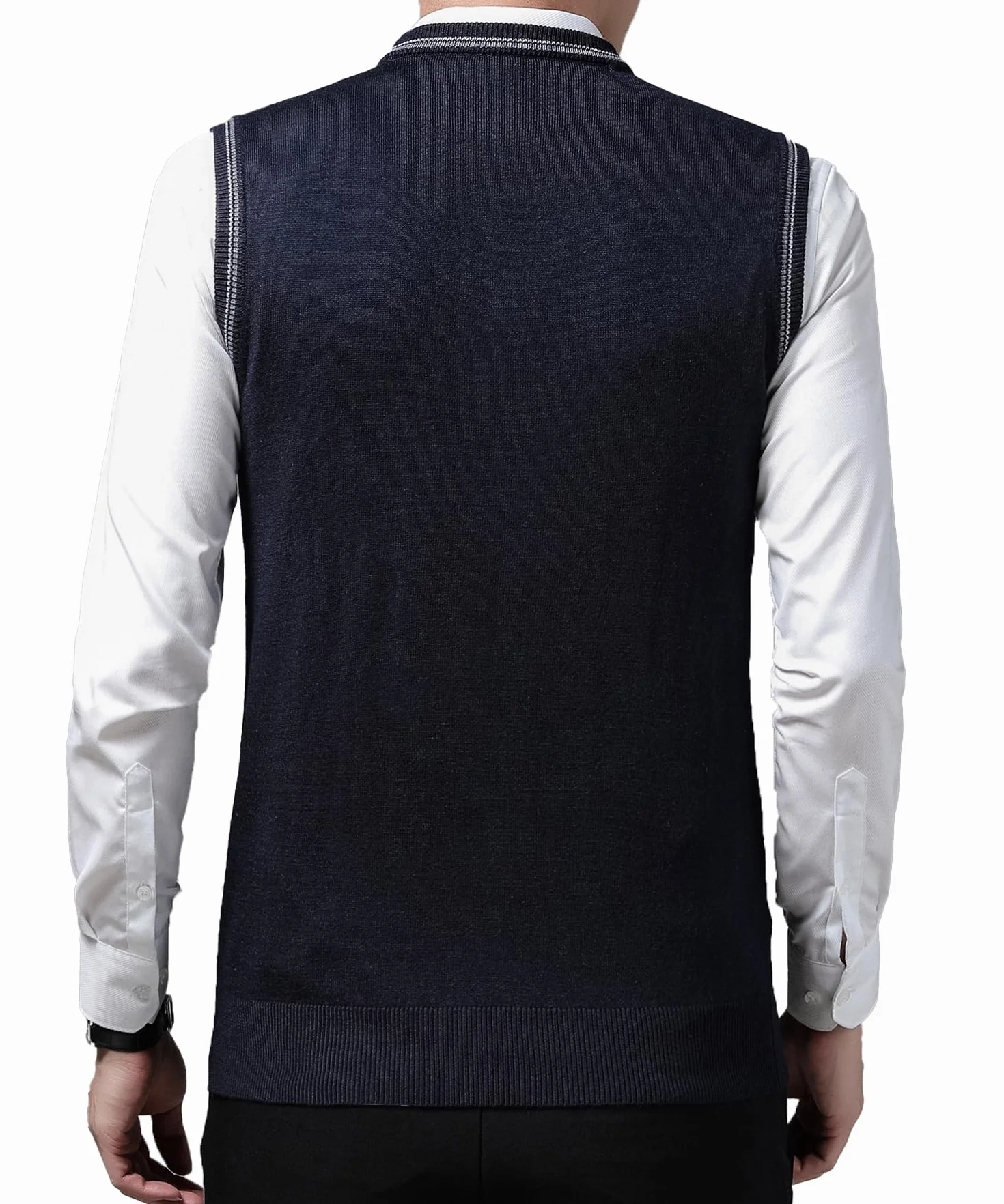 Hombres Cuello en V Chaleco sin Mangas Clásico Negocio de Punto Chalecos Sólido Liso Slim Fit Todos los Partidos Suéter Camisetas Otoño Invierno Casual Pullover Chaleco de Punto Cardigans