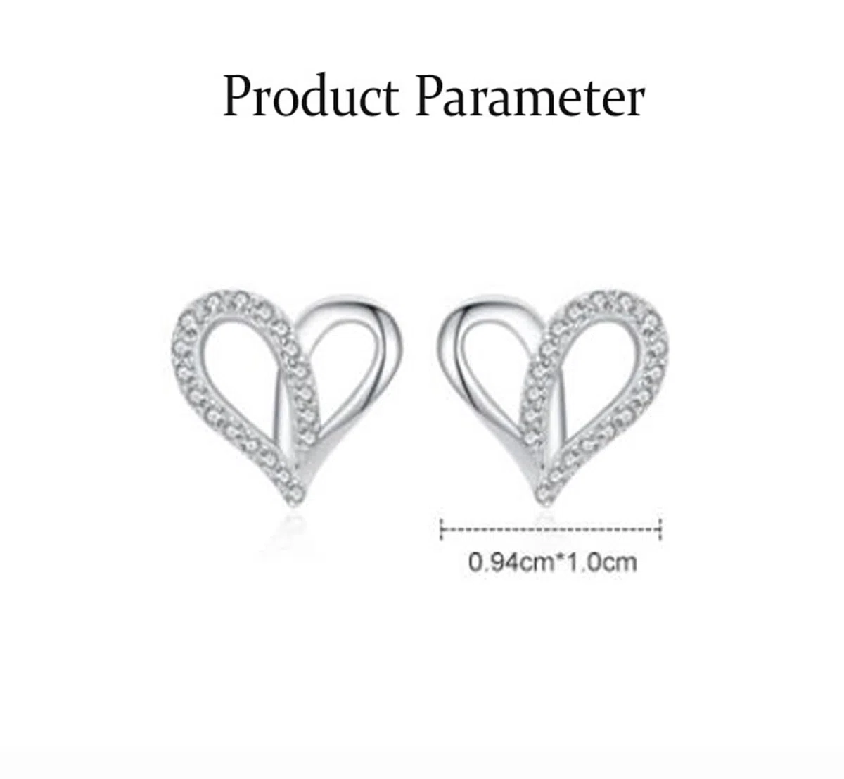 Pendientes de tuerca de oro blanco para mujer, oro blanco de 14 quilates, diseño clásico de corazón hueco con moissanita redonda, aretes de tuerca para cartílago de hélice para mujer, madre