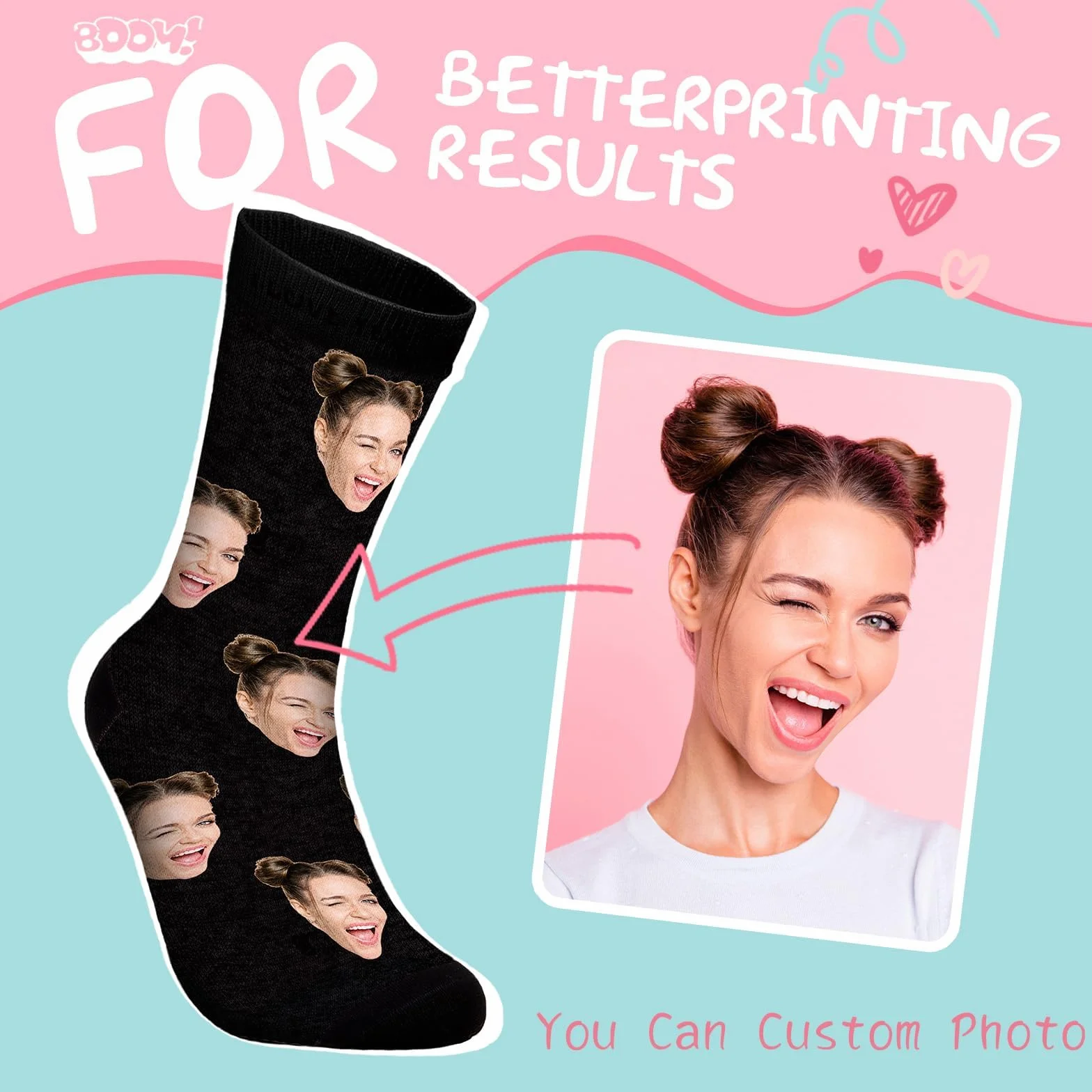 Bemaystar Calcetines Personalizados con Foto o Imagen para Hombre y Mujer