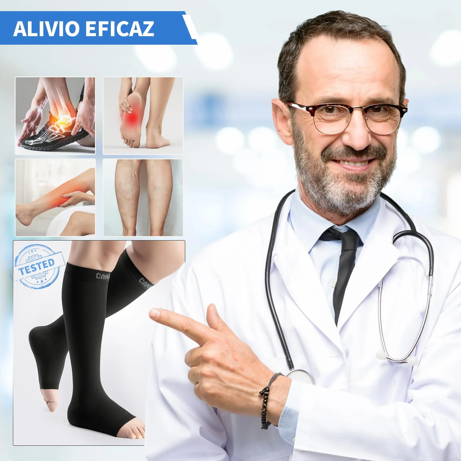 CAMBIVO Medias de Compresión 20-30 mmHg Clase 2, Calcetines Compresion para Varices, Circulacion Piernas