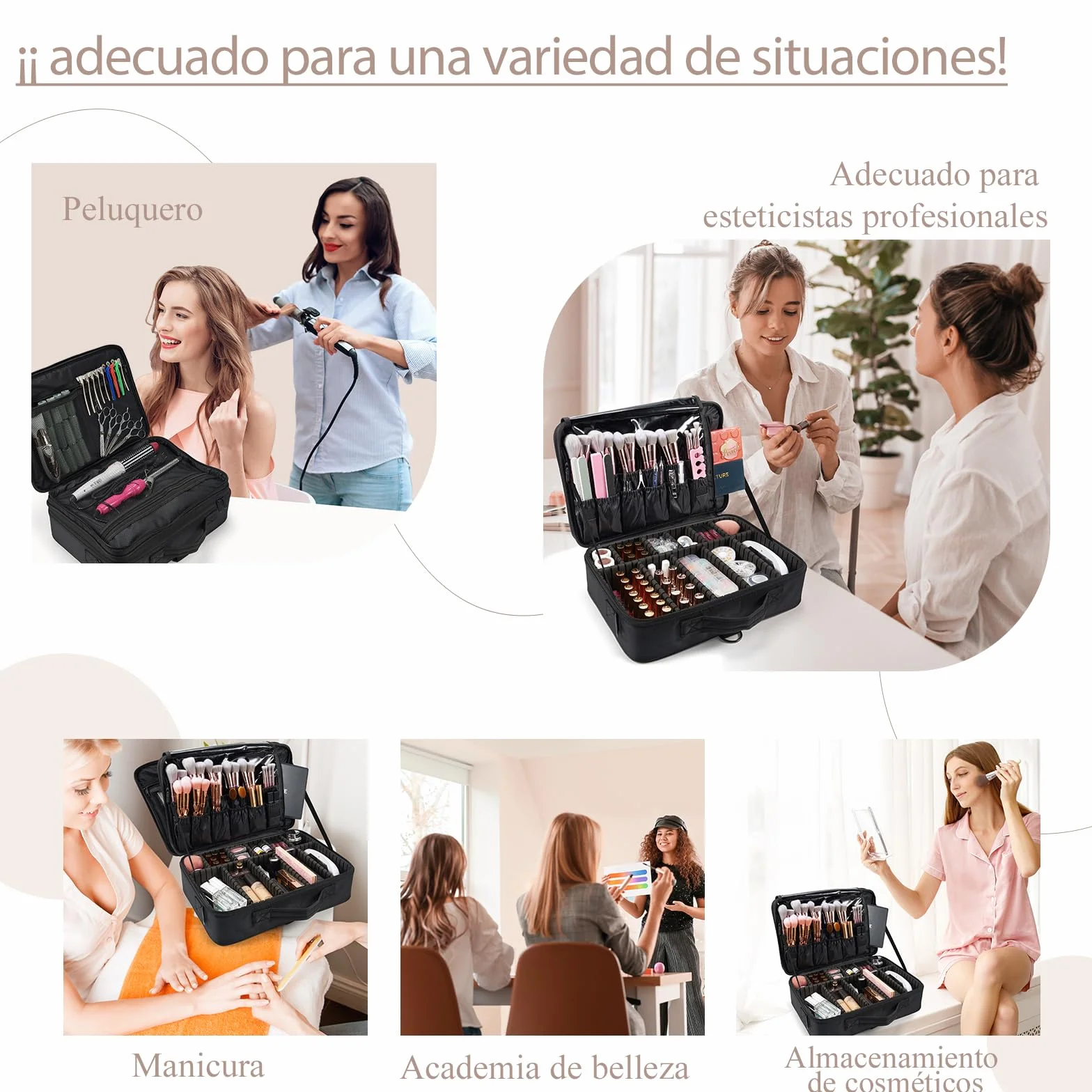 Neceser de Maquillaje Profesional Bolsa de Maquillaje Grande Mujer Organizador de Maquillaje Mujer Maletin Maquillaje, Negro Oscuro