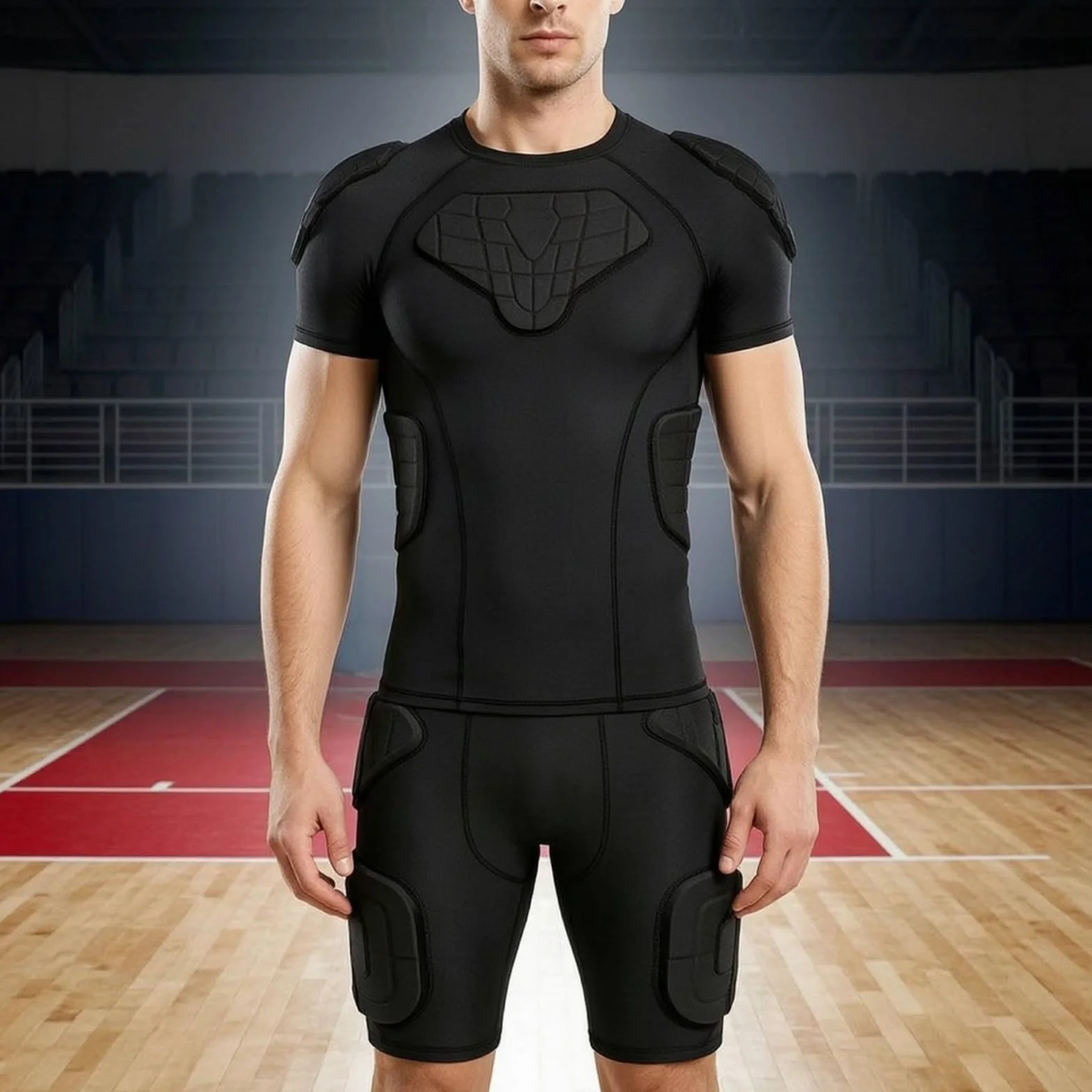 kowaku Camiseta Compresión Acolchada Ligera Camiseta con Protección Acolchada Gruesa Indumentaria Deportiva para Deportistas