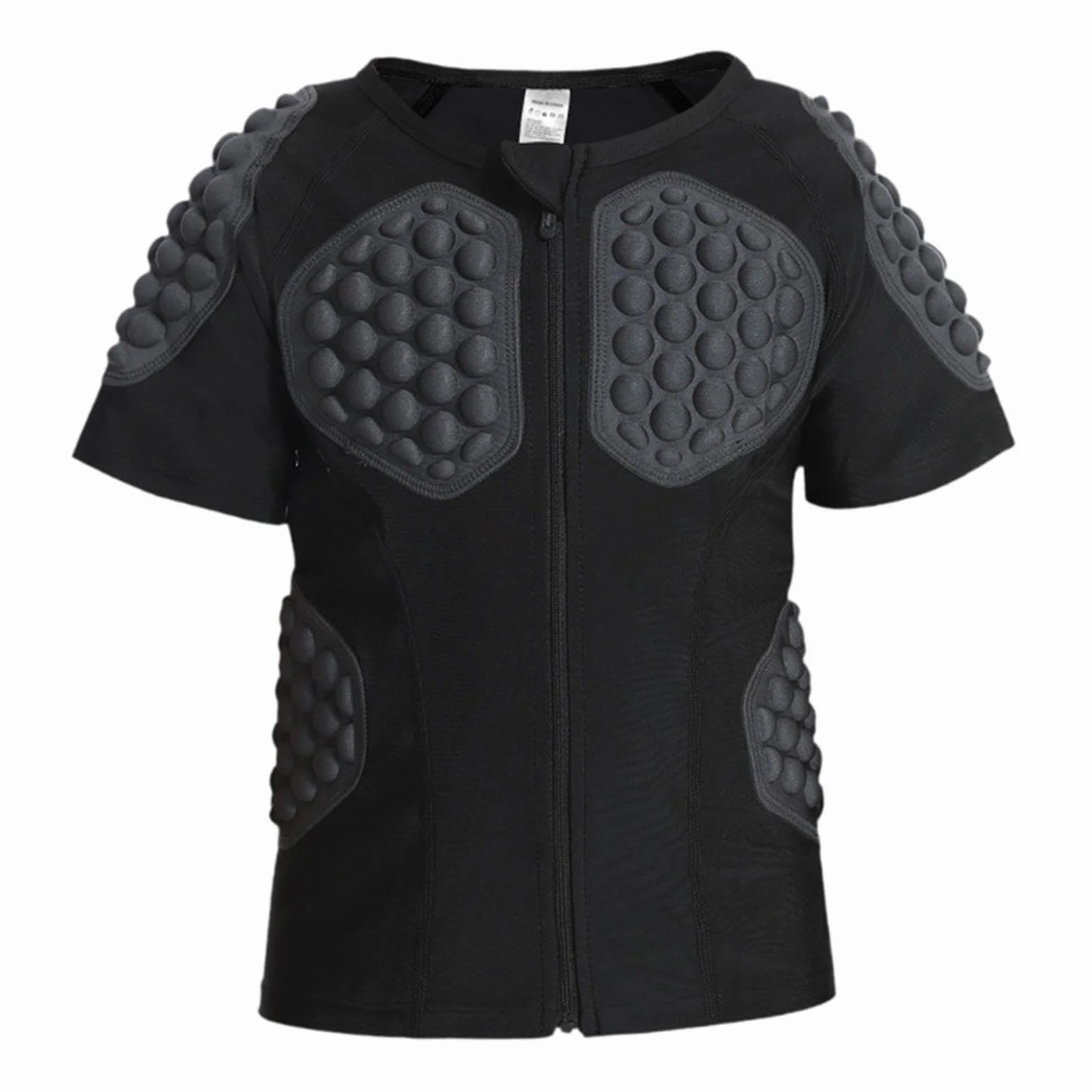 Camiseta Deportiva Acolchada Niños Protección Impacto Compresión EVA Transpirable Función Zipper Adecuada para Entrenamiento Rugby Baloncesto Ciclismo