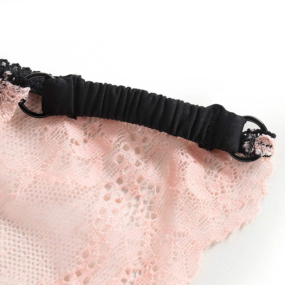 Bragas De Encaje Delgadas, Calzoncillos Sexy De Tiro Medio Blanco, Gris, Marrón, Negro, Amarillo, Rosa (Color : Pink, Size : L)
