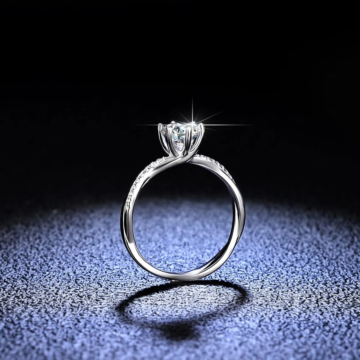 Anillos de compromiso para mujer, oro blanco, solitario de oro real con moissanite de 1 ct, anillo de boda de oro para mujeres