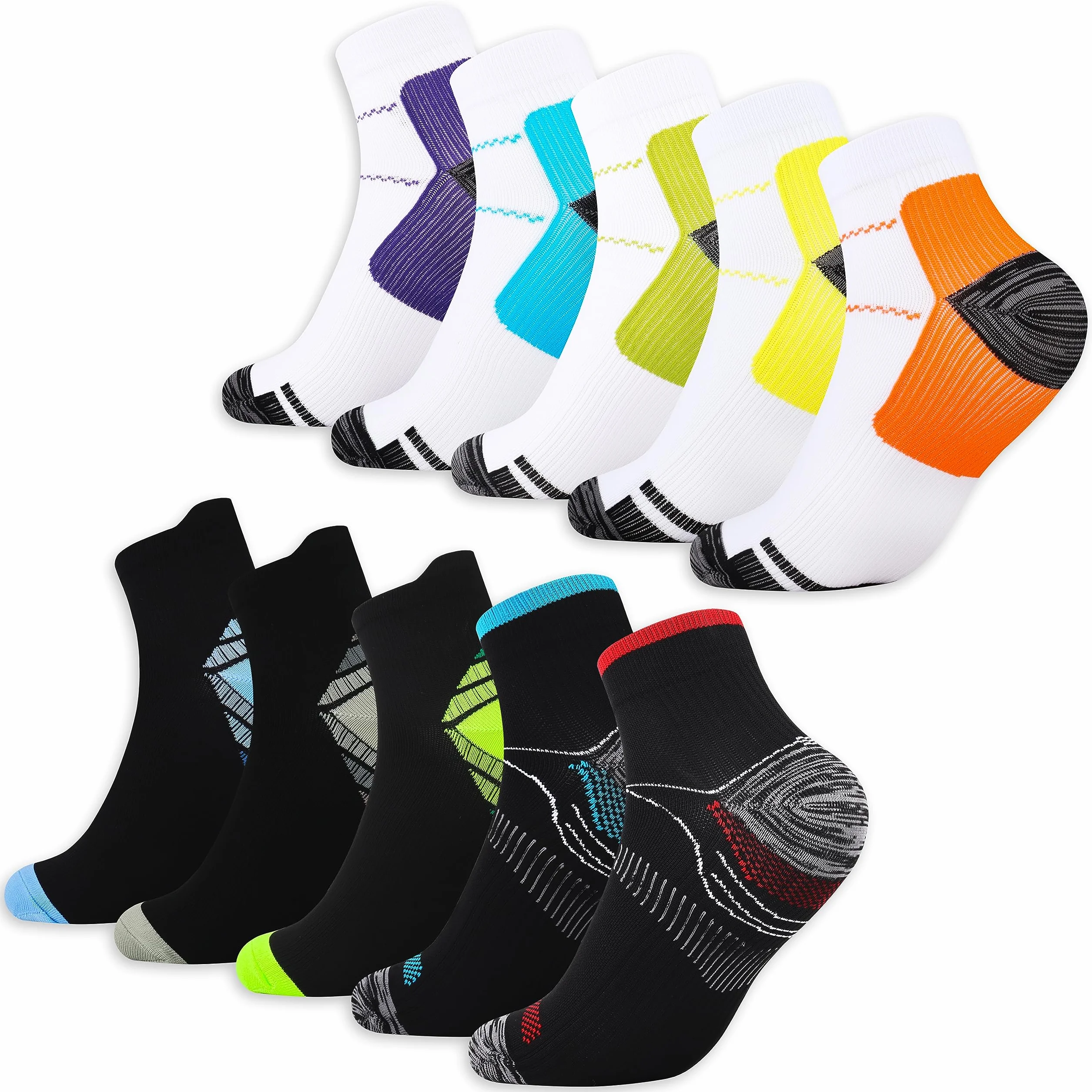 Jeasona calcetines de compresión para mujeres/hombres 10 pares deportes senderismo jogging correr
