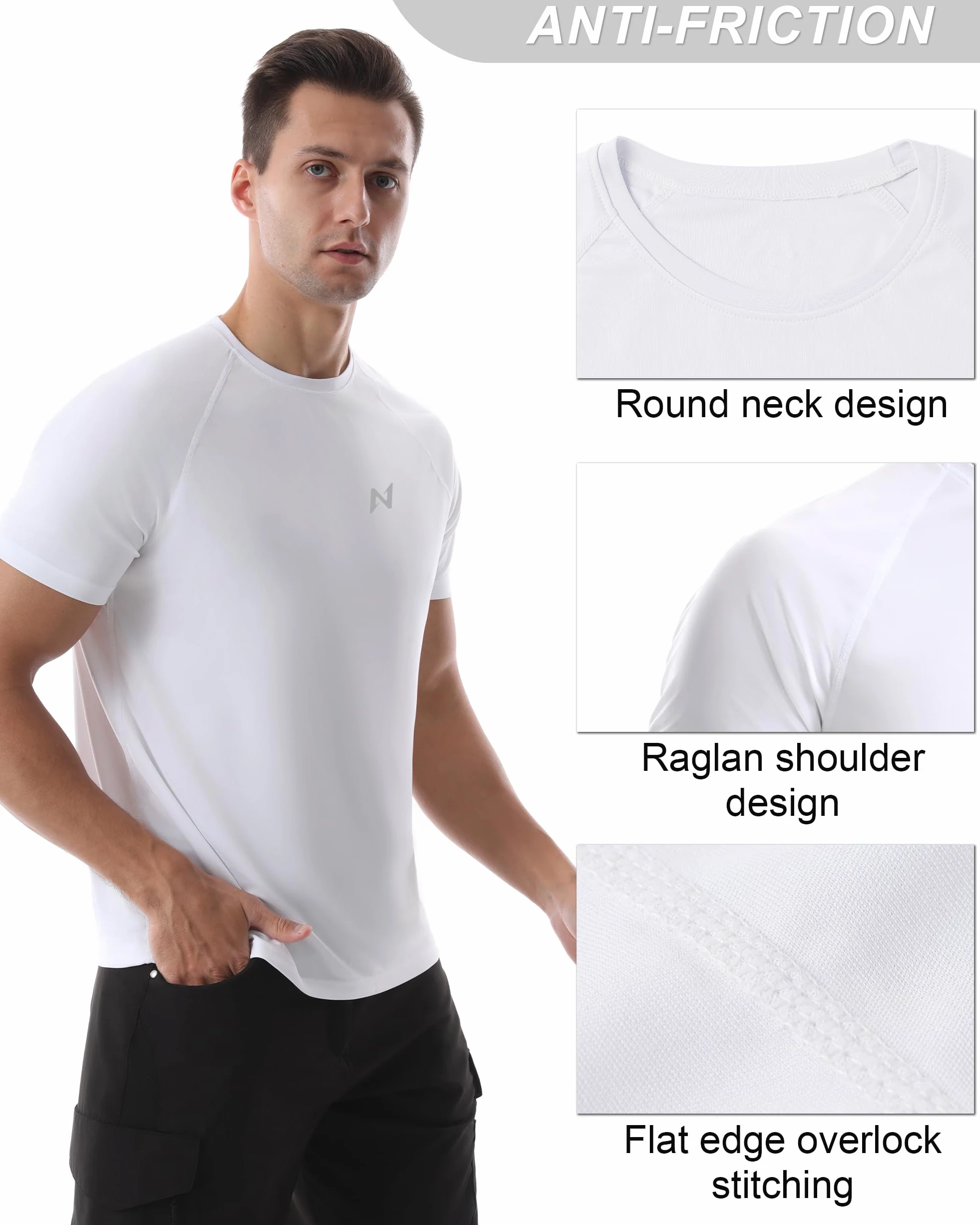 isnowood Camiseta de natación de Manga Corta para Hombre, Camiseta de protección Solar UPF 50+, de Secado rápido, para Playa, Pesca, Blanco, Large