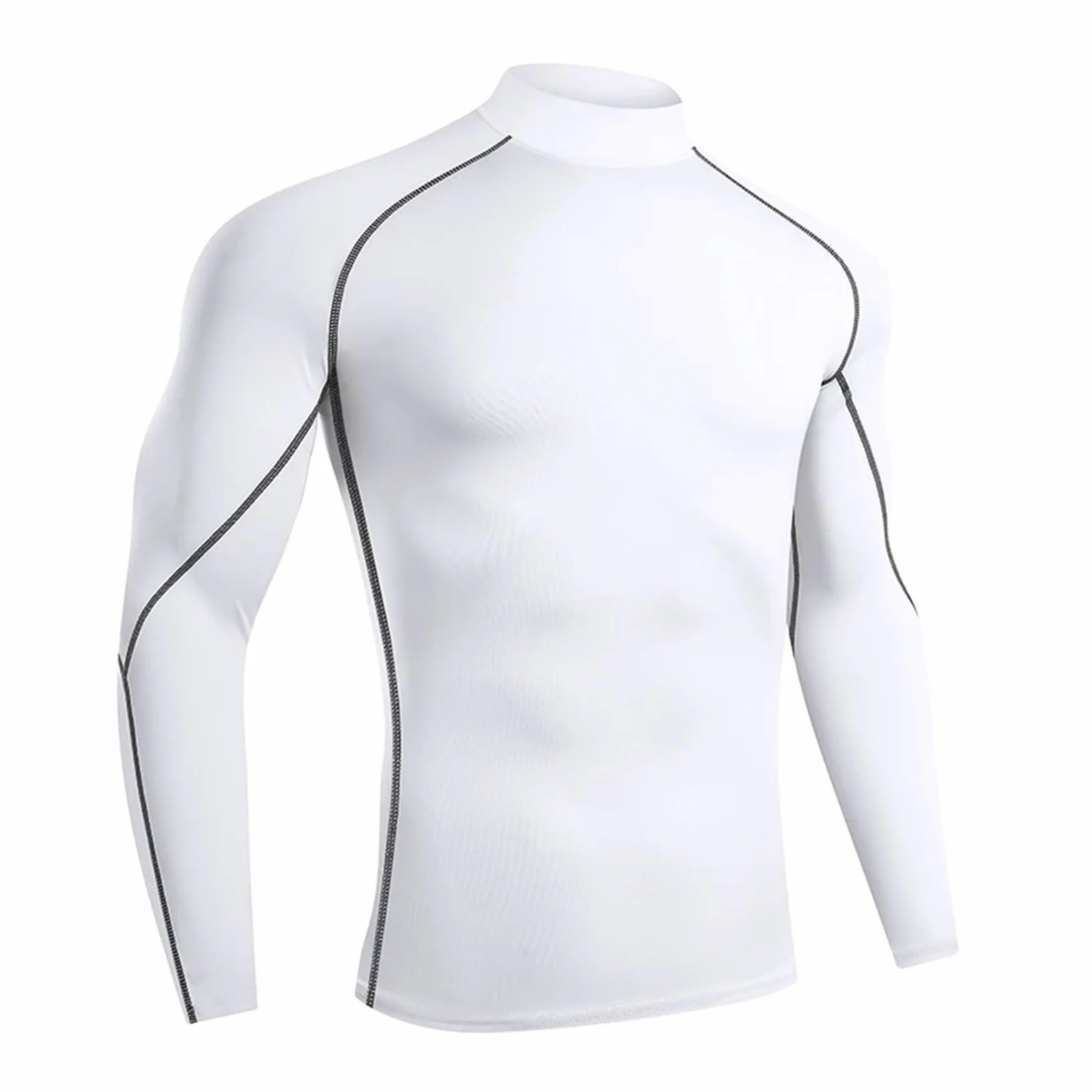 Camiseta Deporte Hombre Camiseta For Correr For Hombre, Camiseta Deportiva De Culturismo De Secado Rápido, Camiseta De Compresión De Manga Larga, Camiseta Ajustada For Gimnasio Rashgard For Hombre(WHI