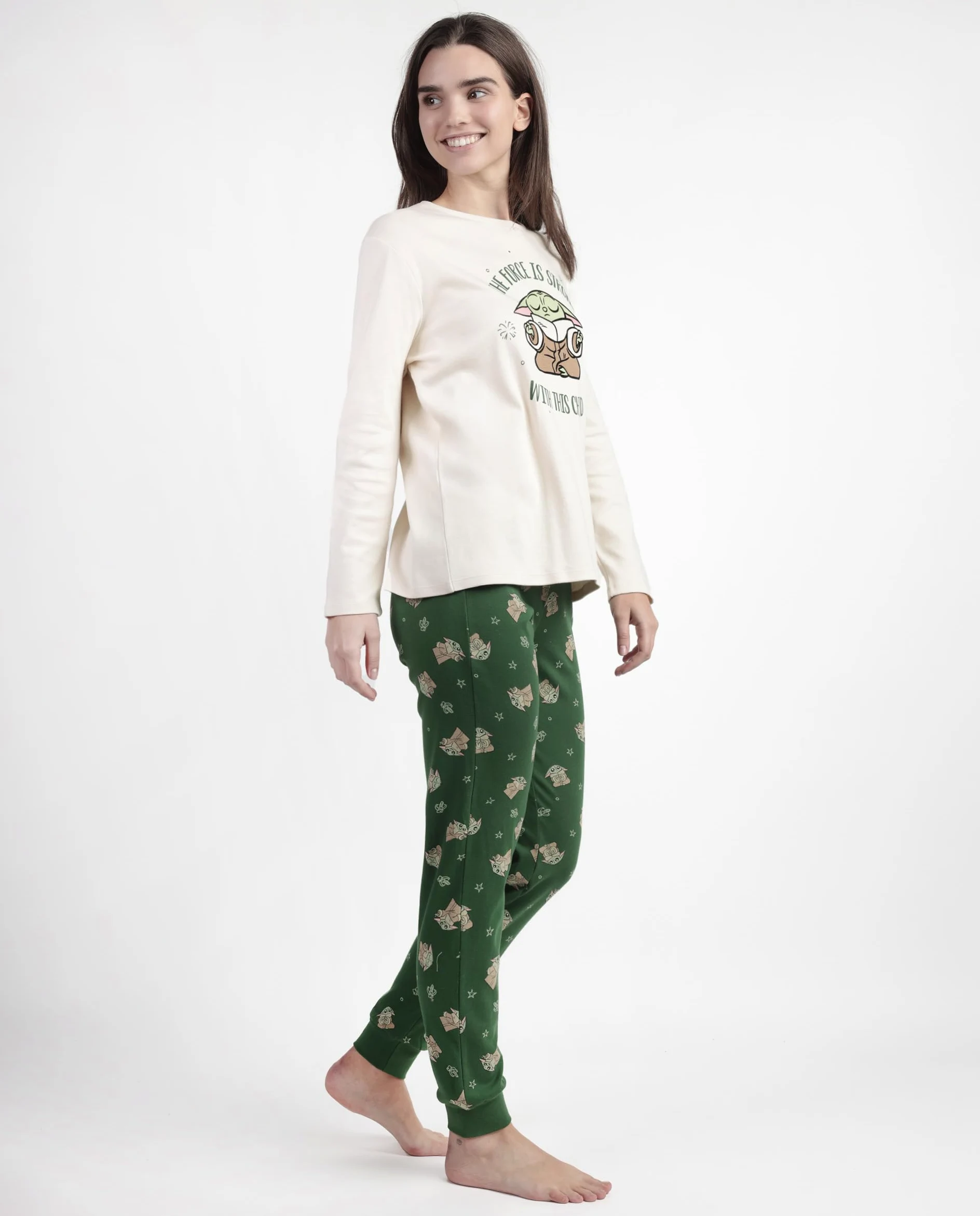 Star Wars Mandalorian Pijama Manga Larga grogu Cute para Mujer