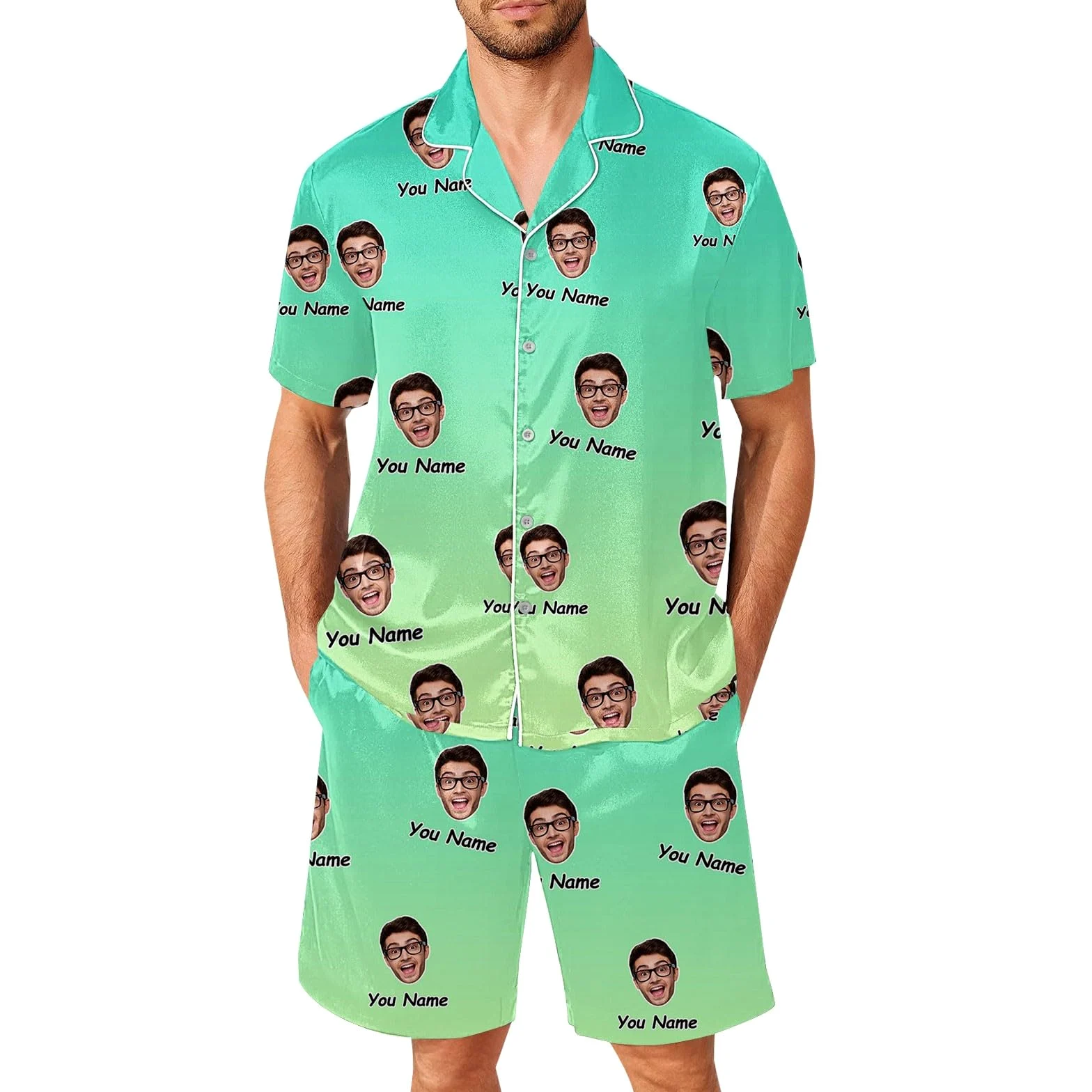 Generisch Pijama de hombre rojo corto conjunto divertido pantalones para hombres mujeres parejas a juego unisex nombre personalizado camiseta