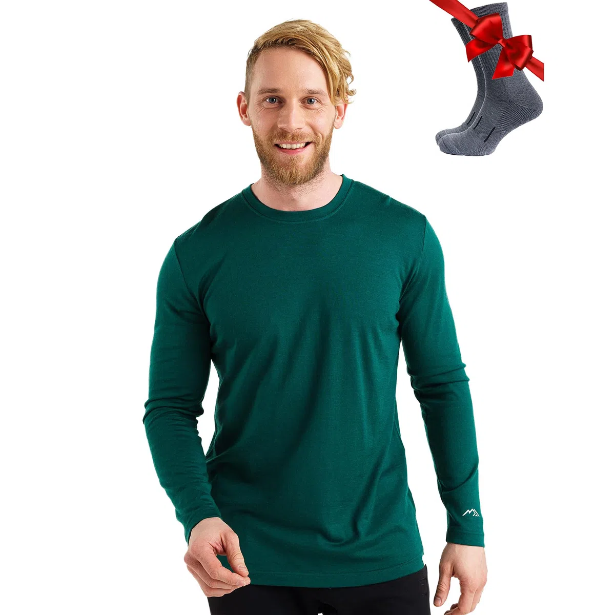 Merino.tech Camiseta Termica Lana Merino Hombre - Ropa Térmica 100% Lana (Small, 165 Forest Green)