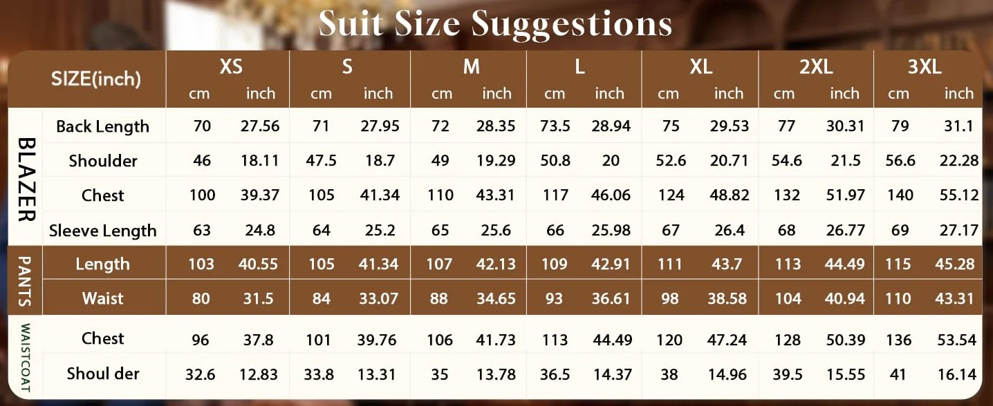 Traje para Hombre Negocio de 3 Piezas Ajustada Trajes Slim Fit Elegantes Boda Blazer Chalecos Pantalones