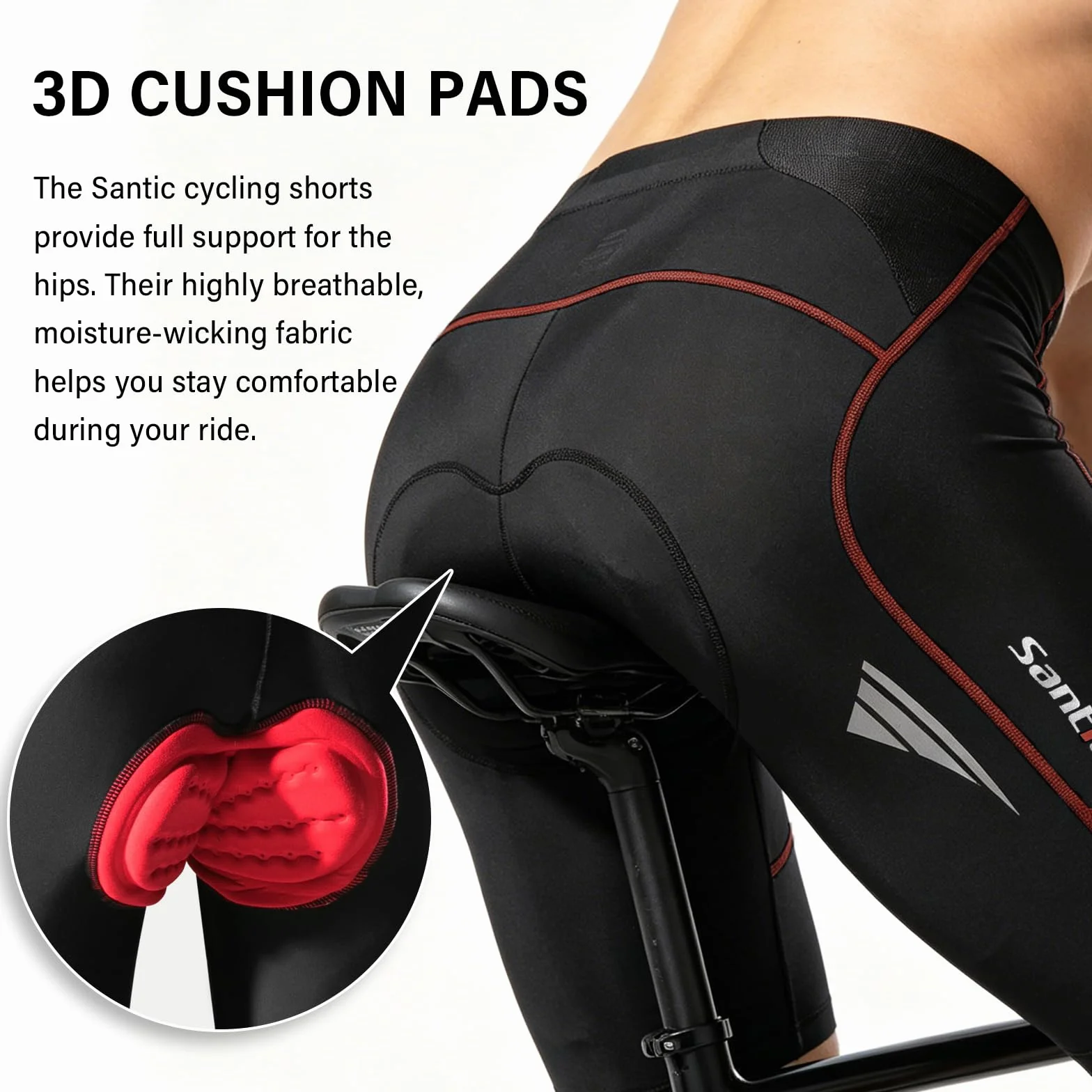 Santic Pantalon Ciclismo Hombre Corto MTB Acolchado